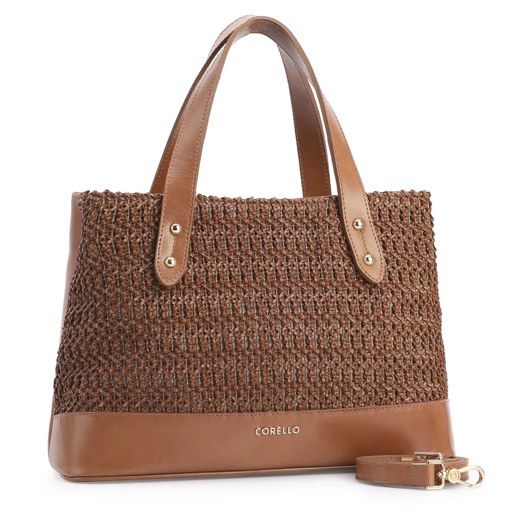 Bolsa Tote Crochet Couro Marrom - imagem 2