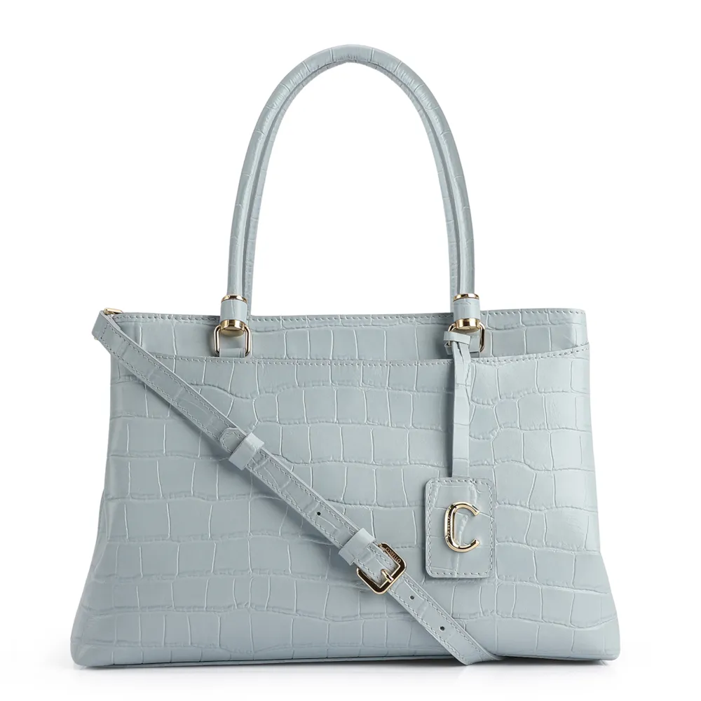 Bolsa Tote Croco Azul