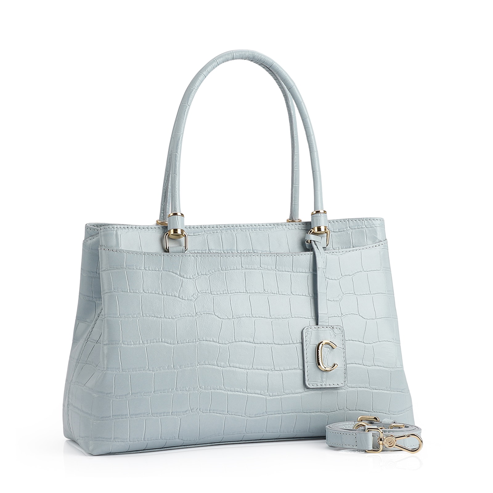 Bolsa Tote Croco Azul