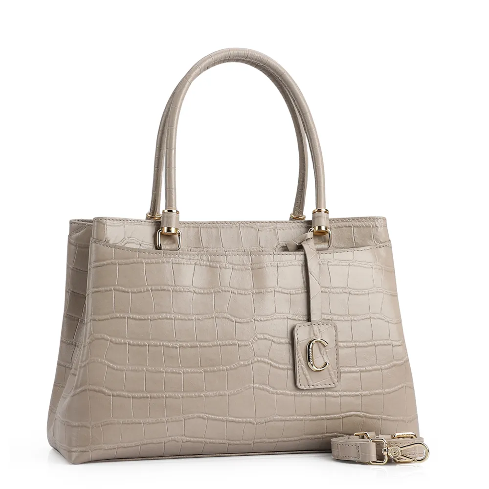 Bolsa Tote Croco Bege - imagem 3