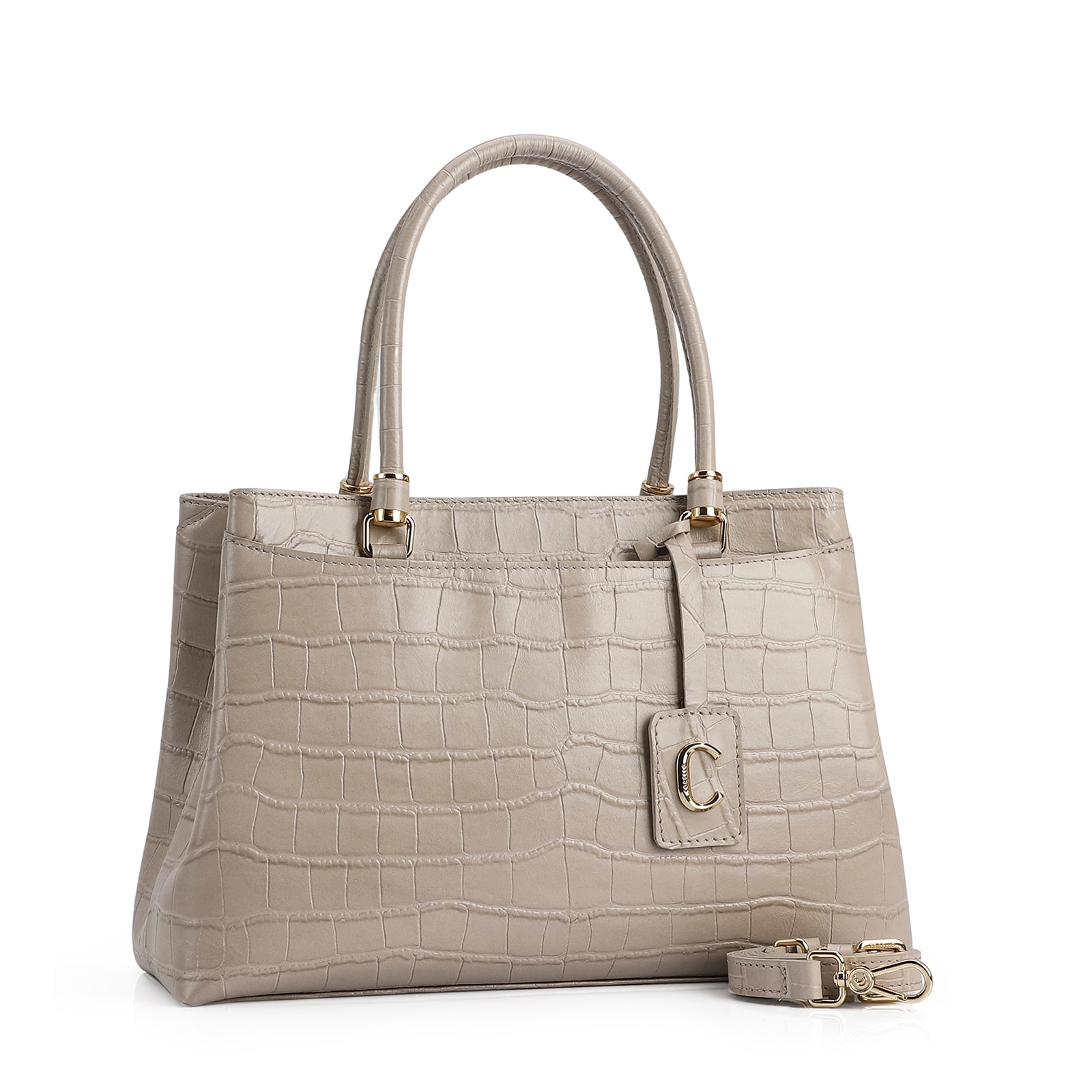Bolsa Tote Croco Bege