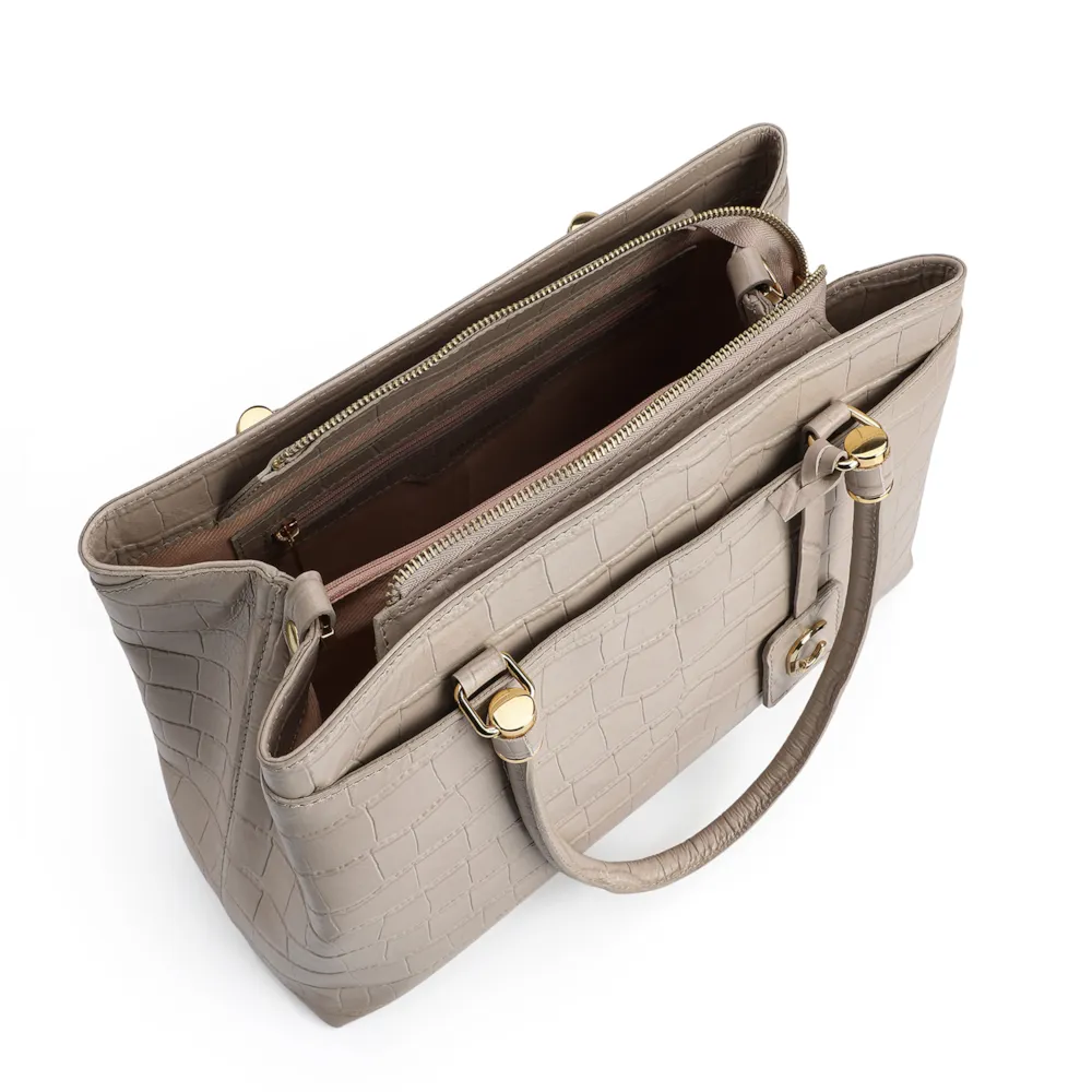 Bolsa Tote Croco Bege - imagem 5
