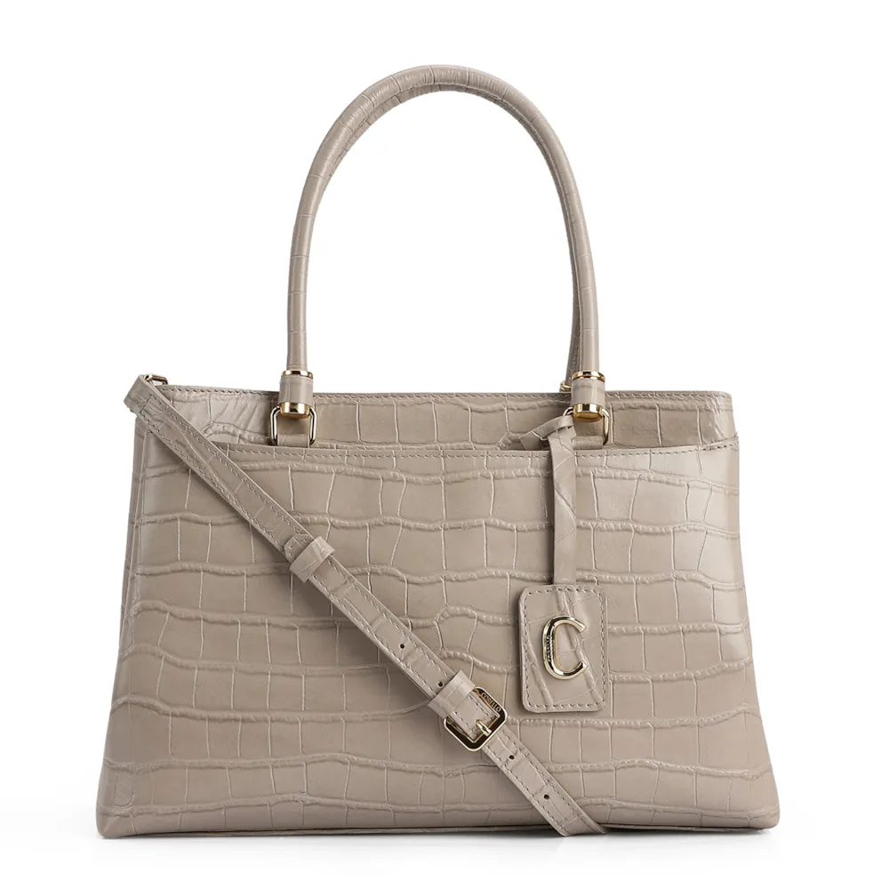 Bolsa Tote Croco Bege