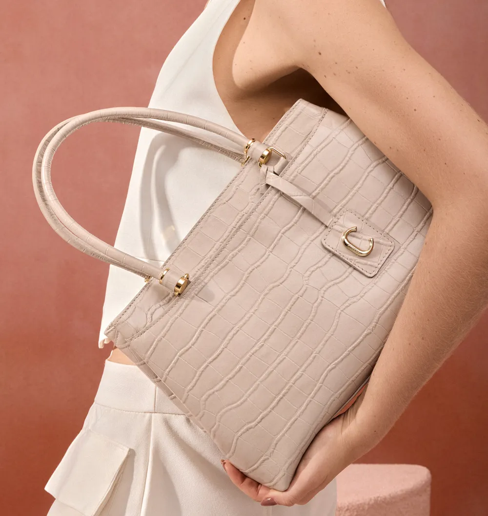 Bolsa Tote Croco Bege - imagem 2