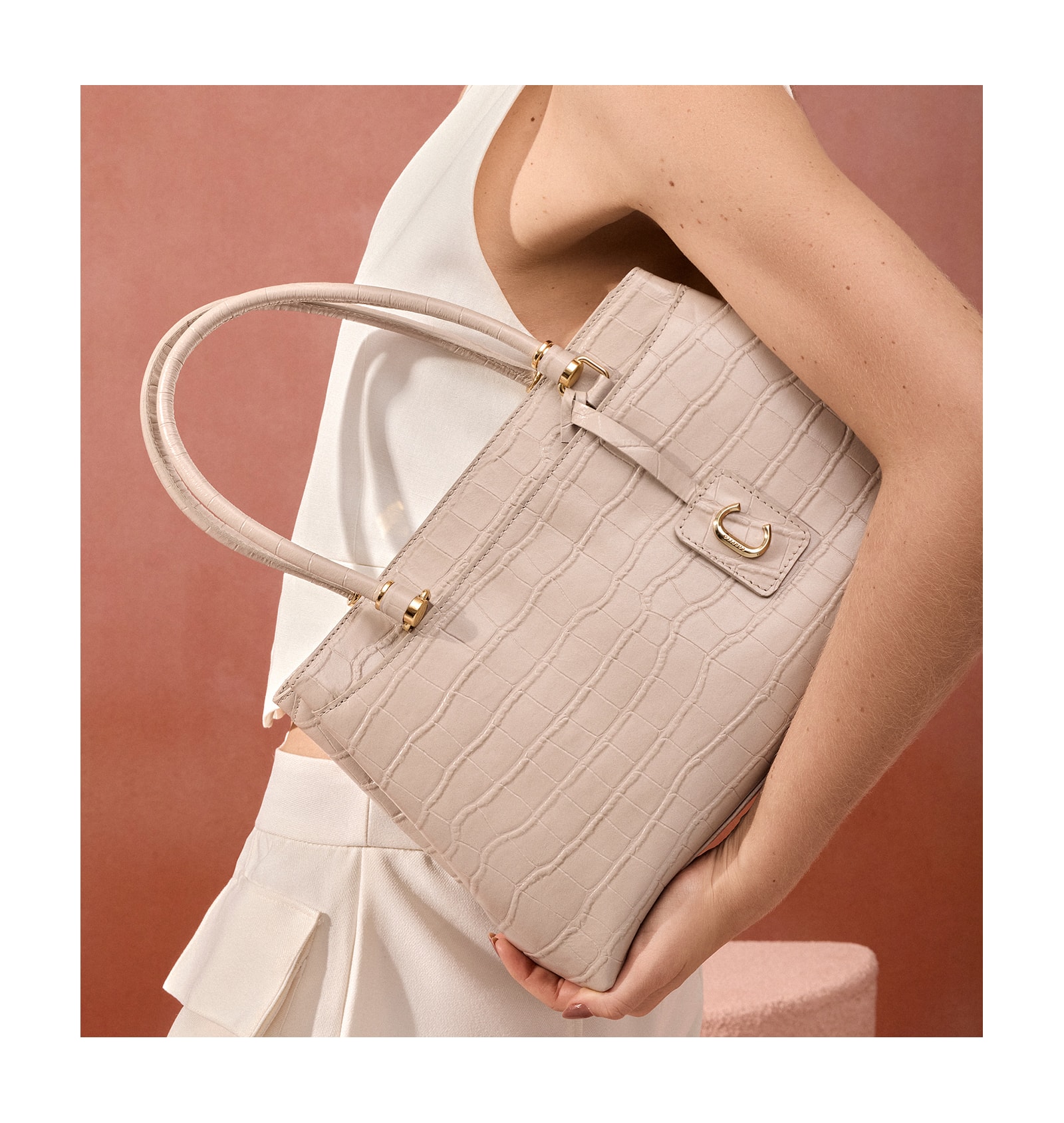 Bolsa Tote Croco Bege