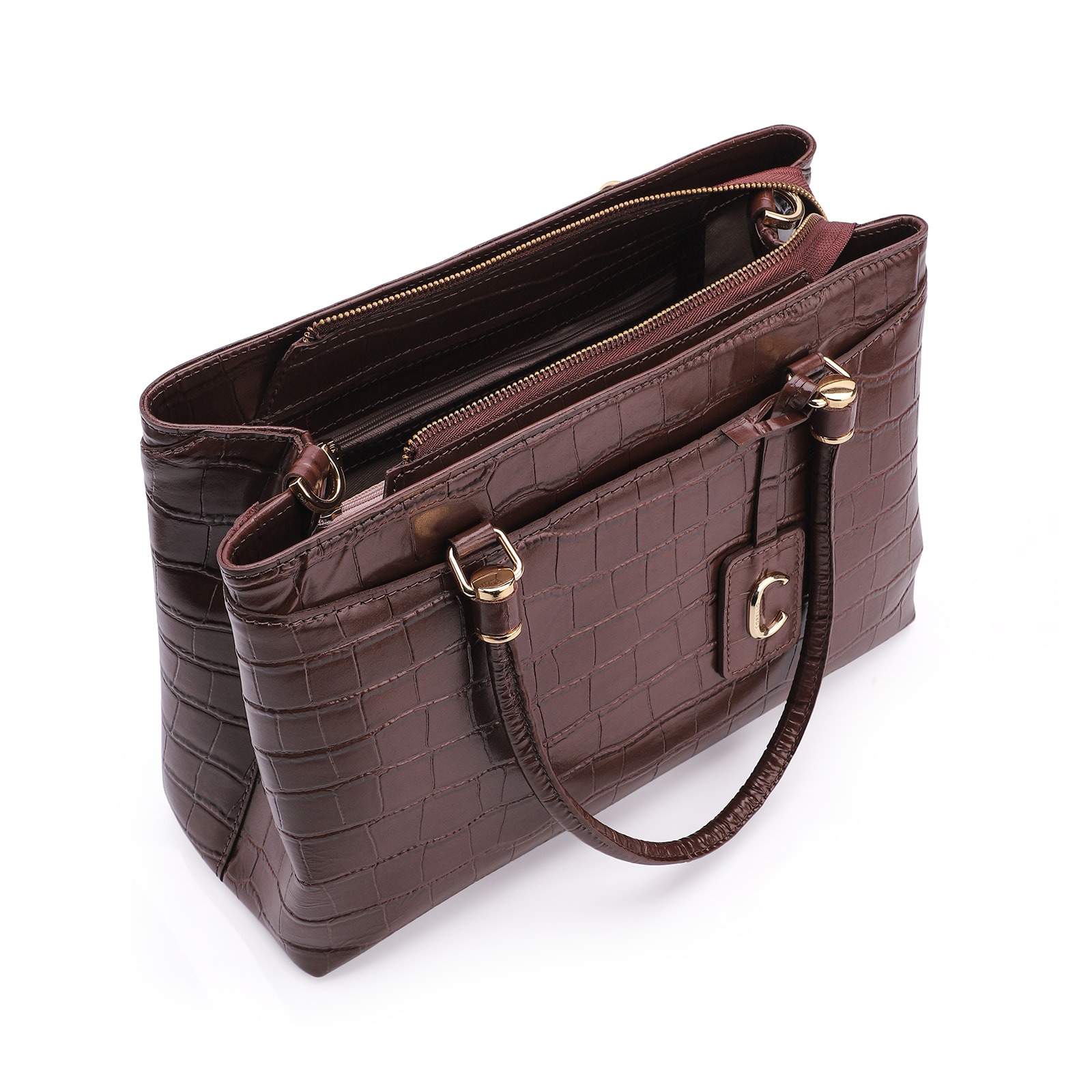 Bolsa Tote Croco Marrom