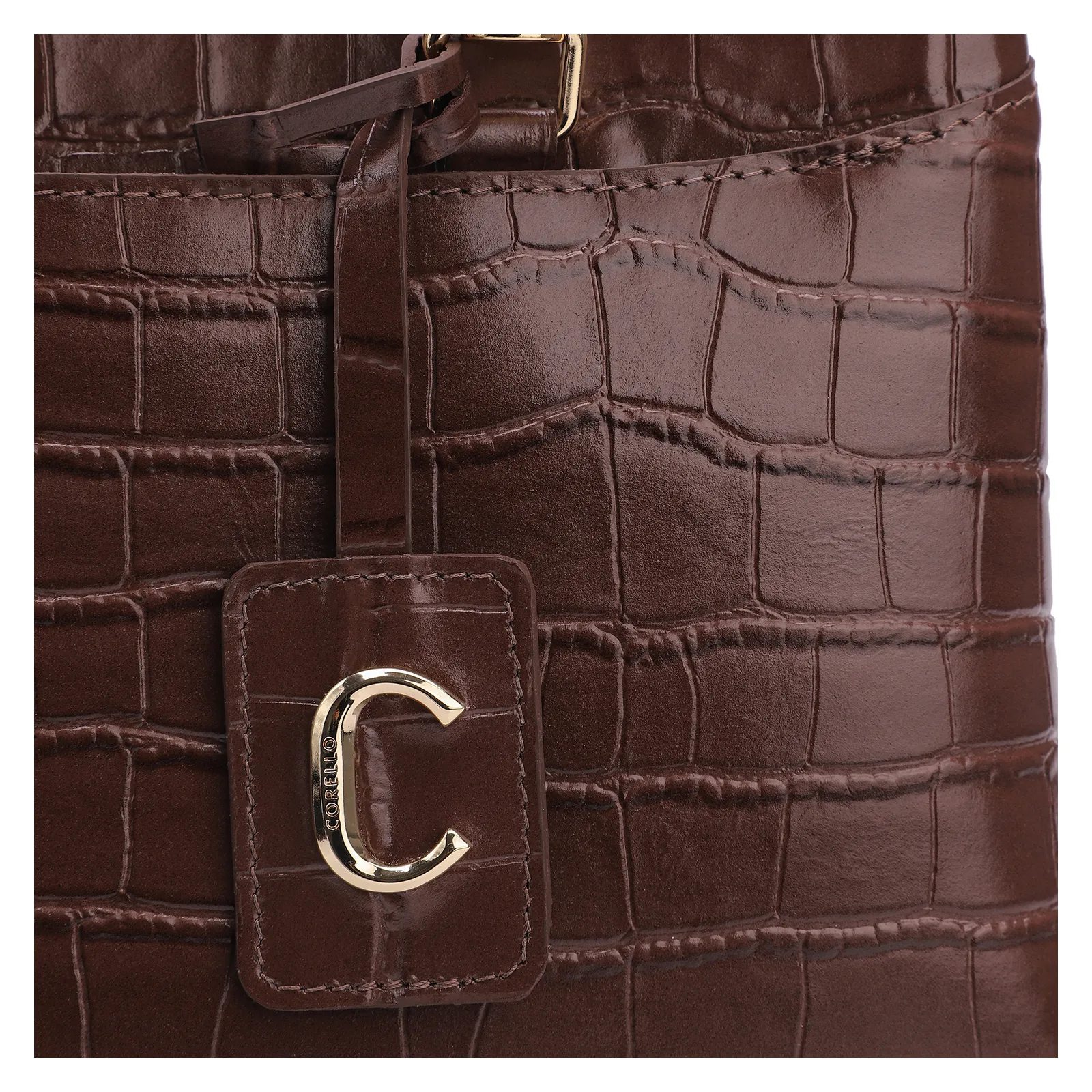 Bolsa Tote Croco Marrom