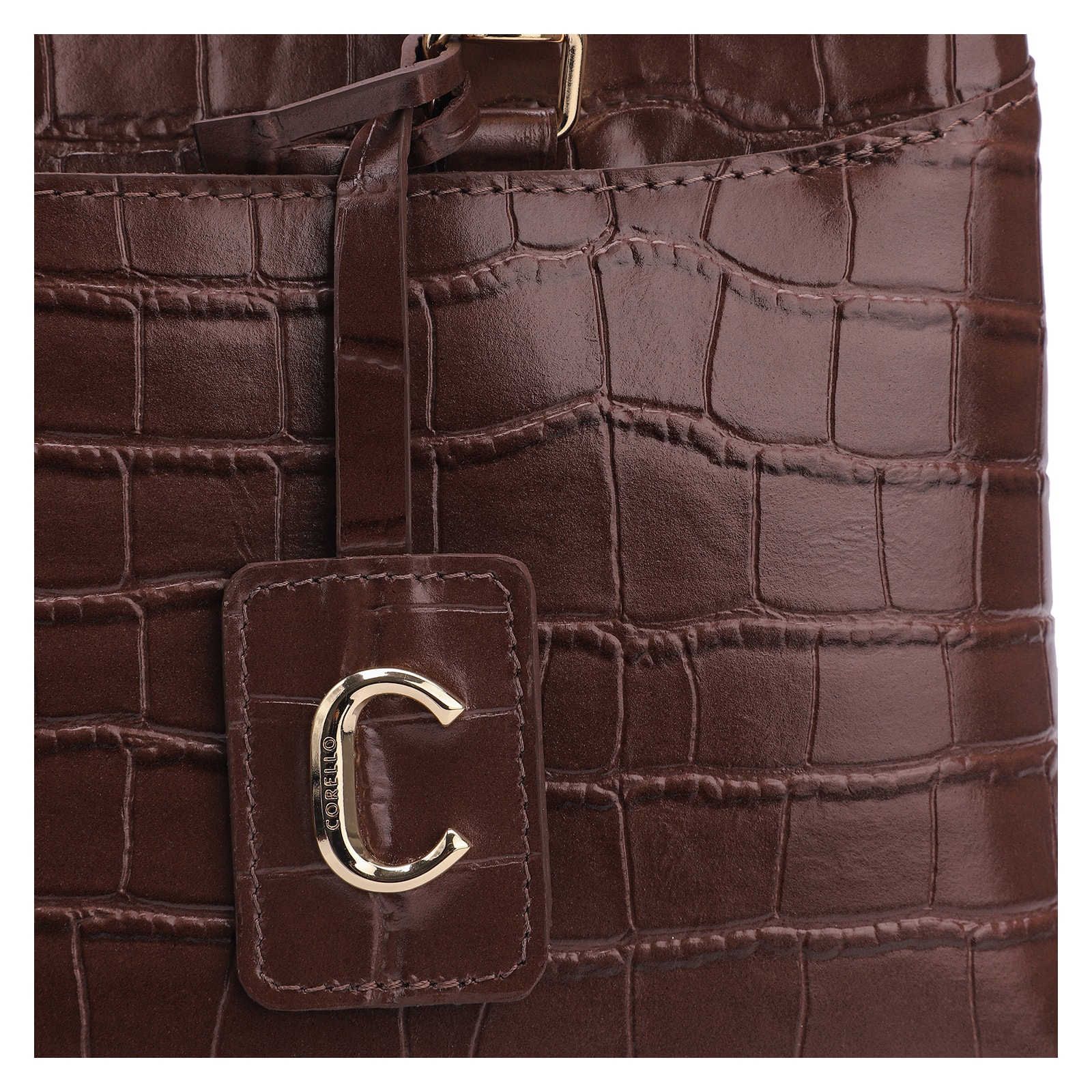 Bolsa Tote Croco Marrom