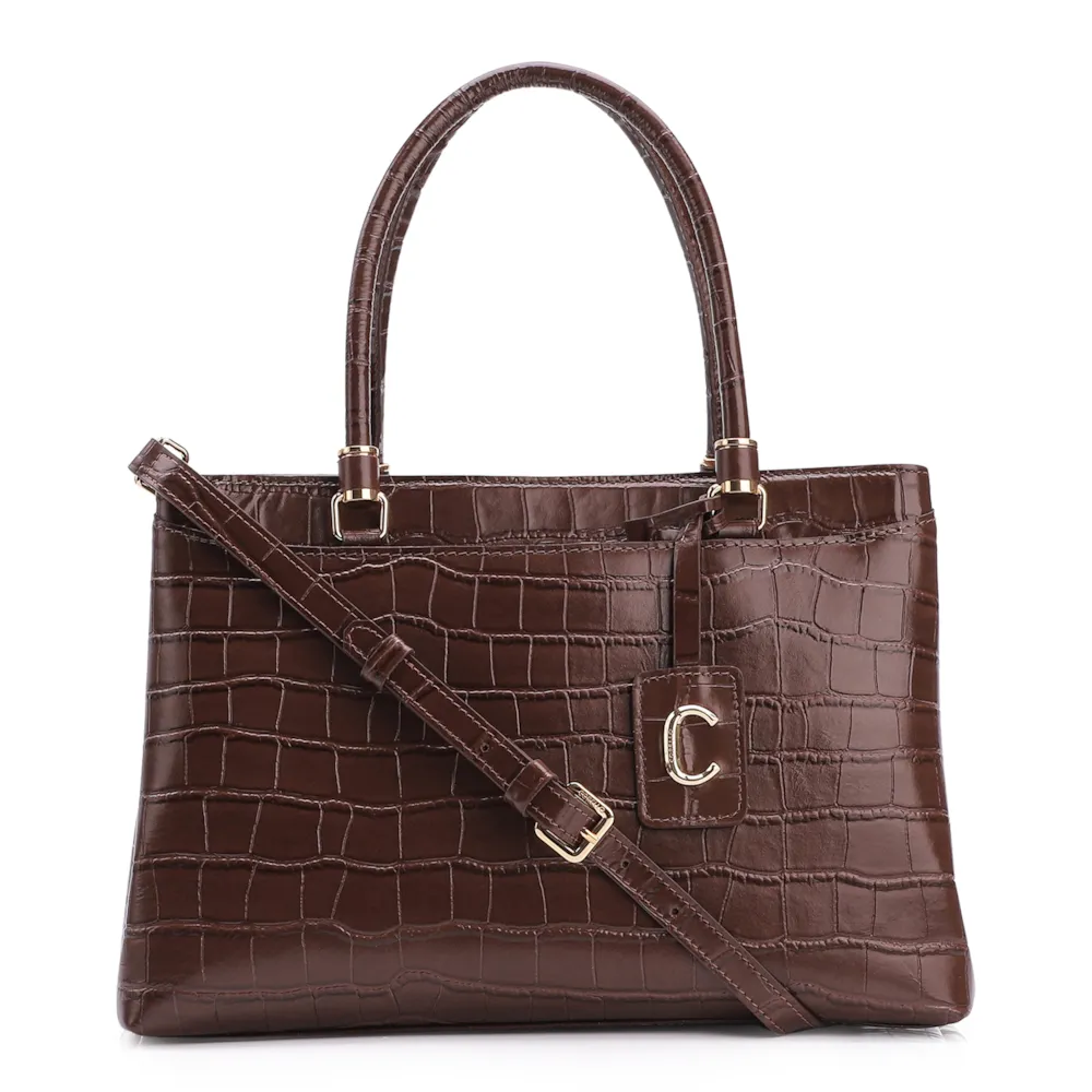Bolsa Tote Croco Marrom