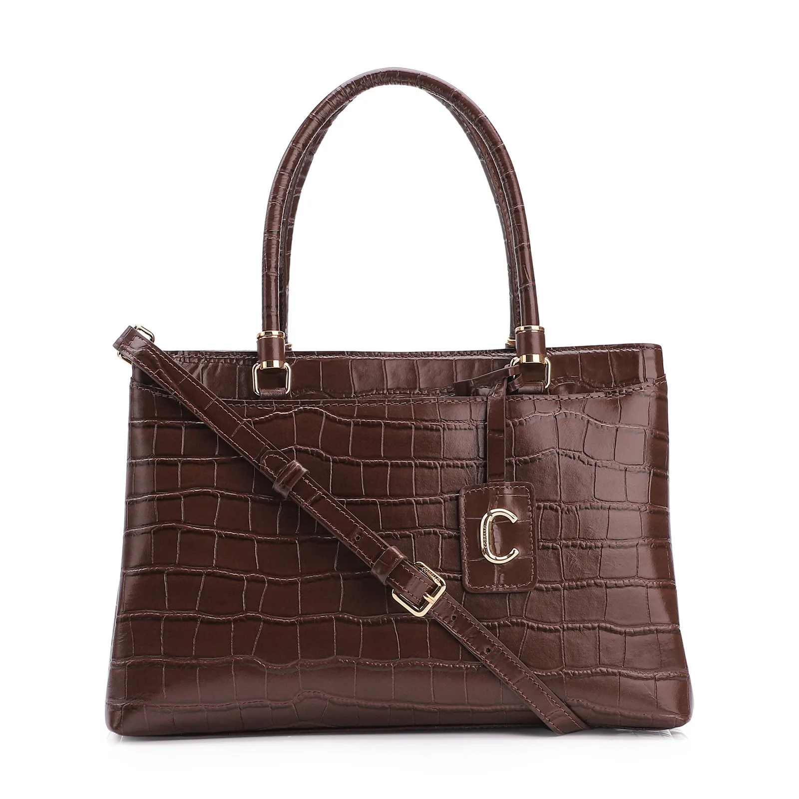 Bolsa Tote Croco Marrom
