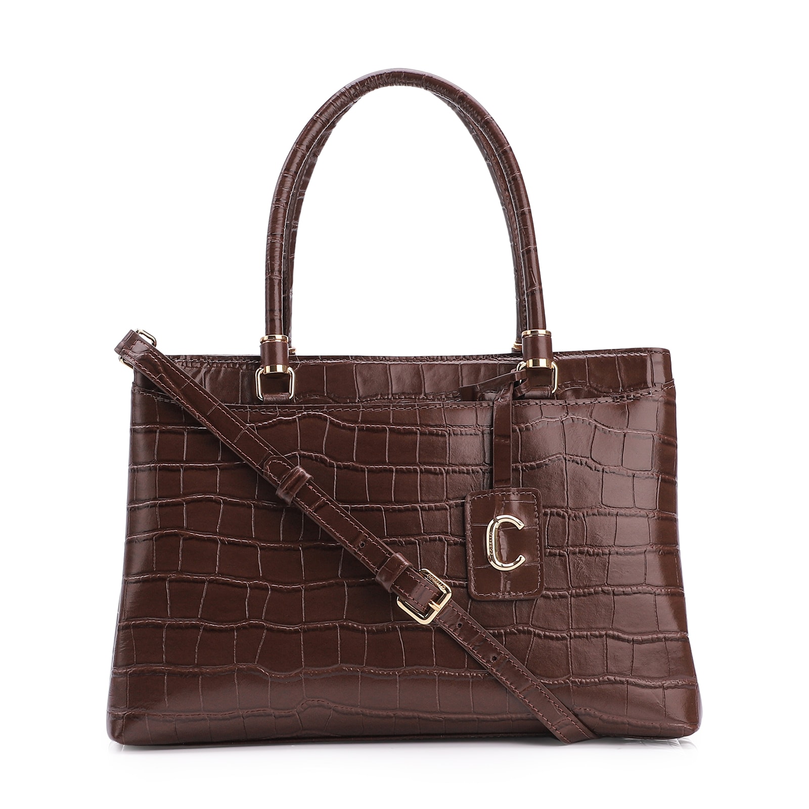 Bolsa Tote Croco Marrom