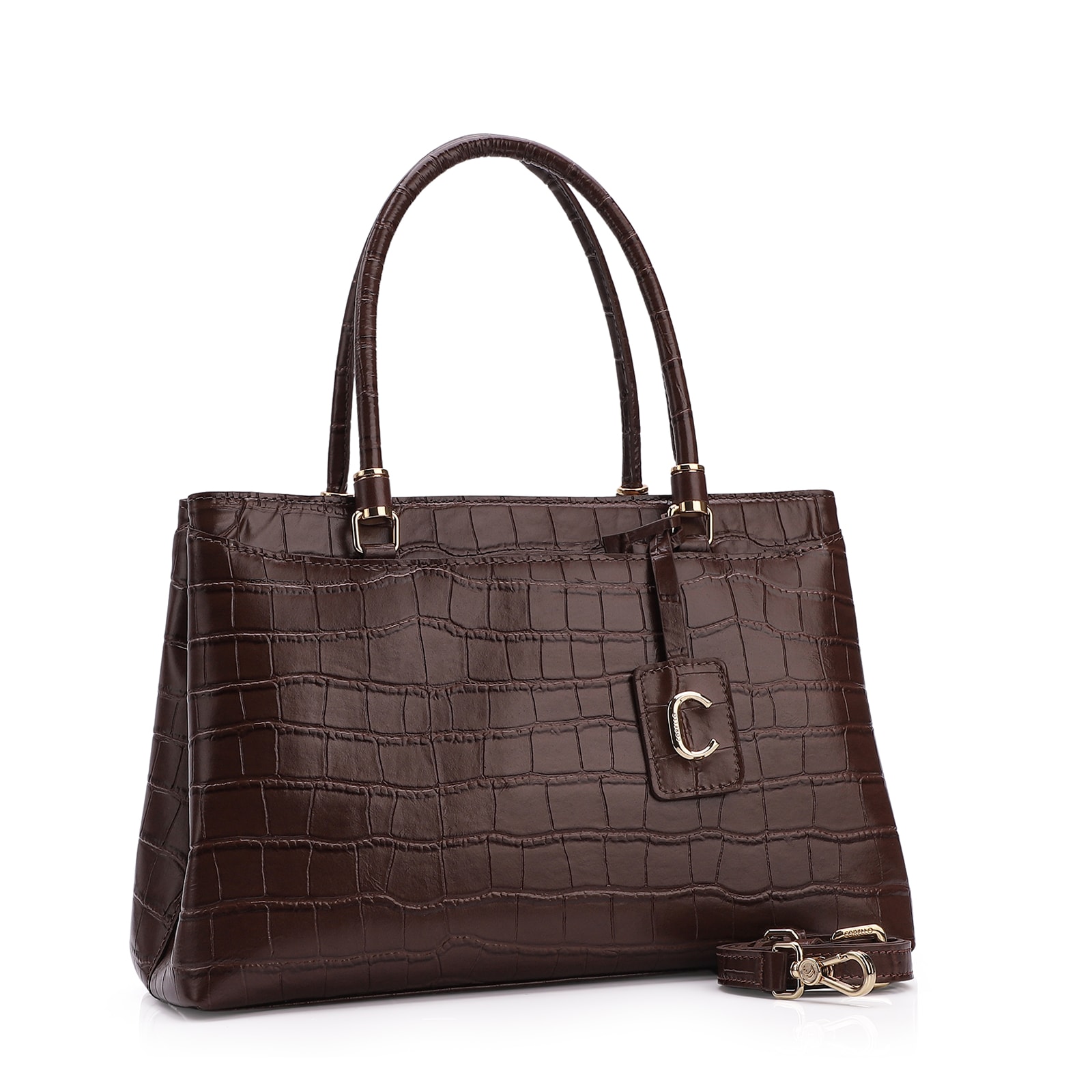 Bolsa Tote Croco Marrom