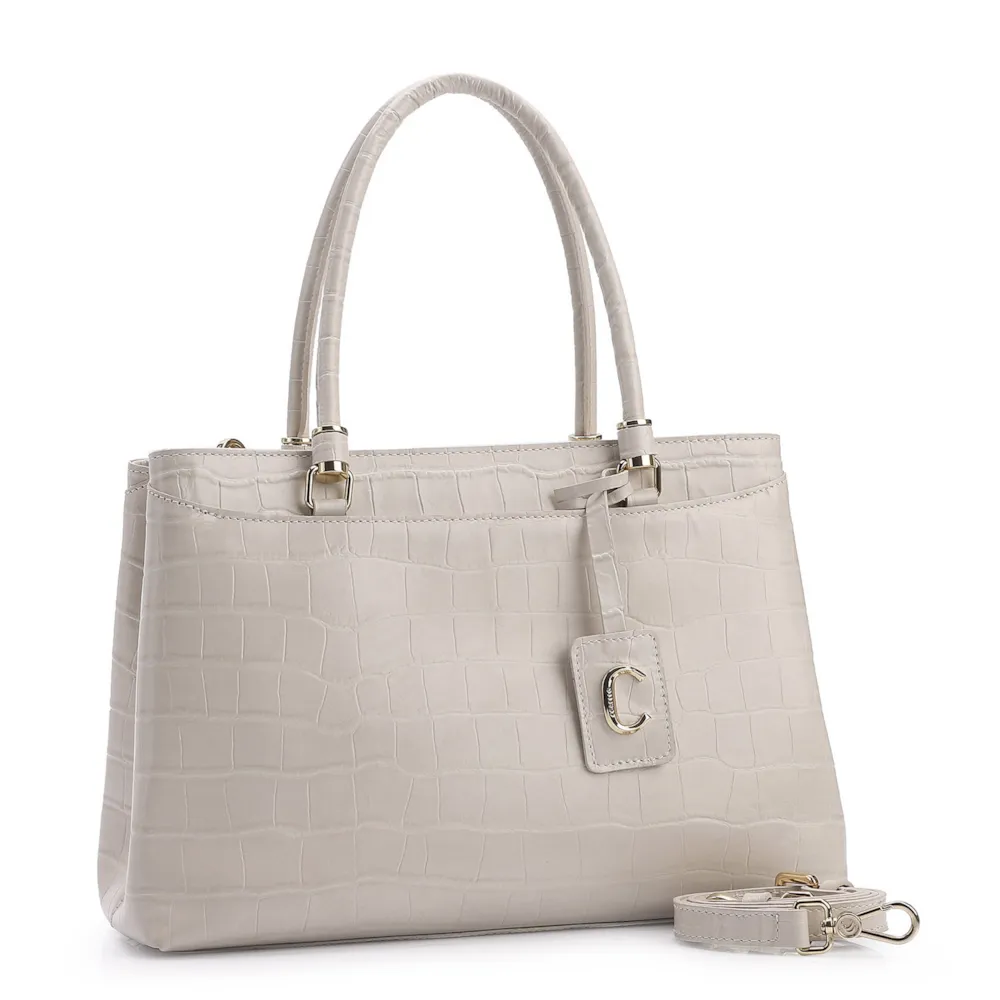 Bolsa Tote Croco Off White - imagem 2