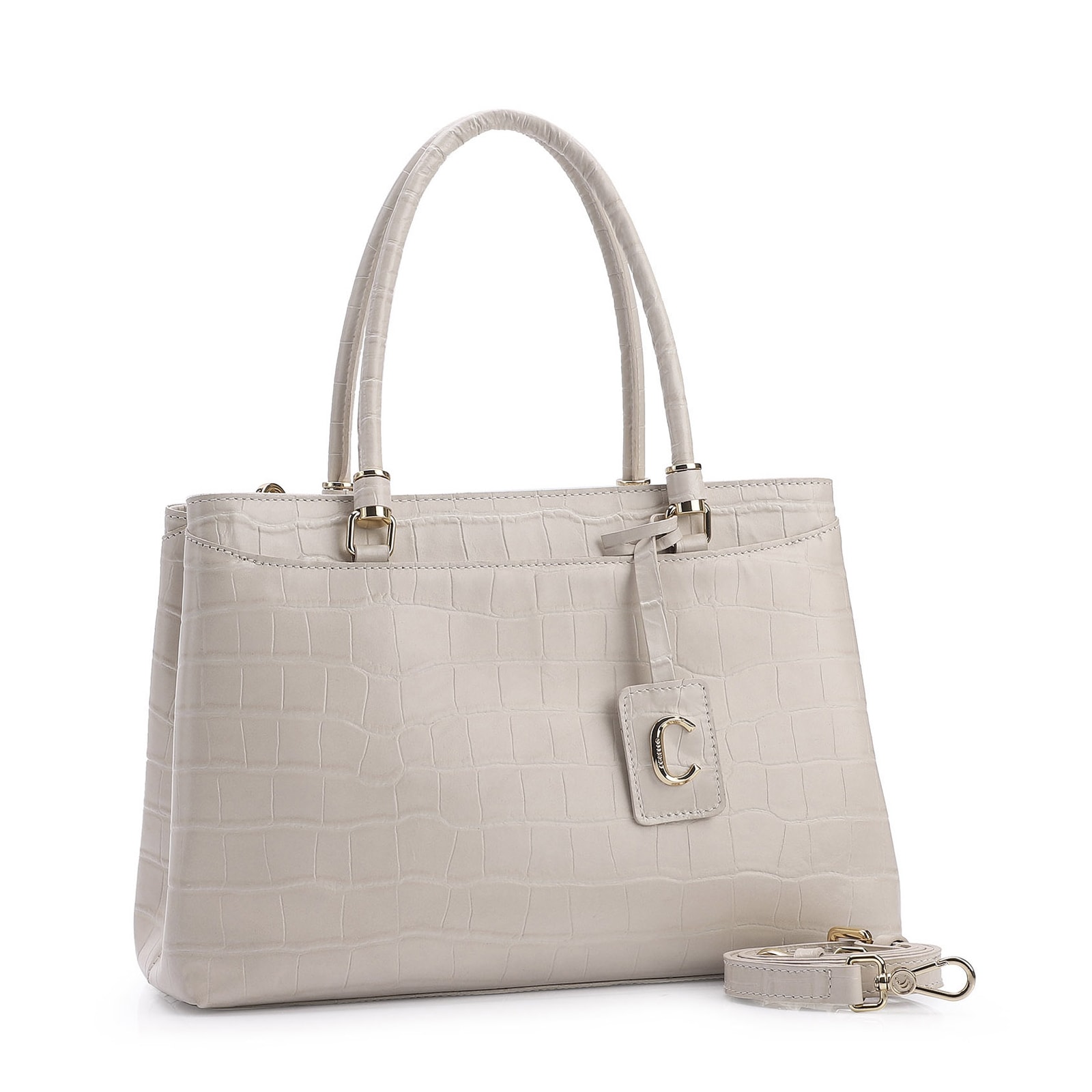 Bolsa Tote Croco Off White