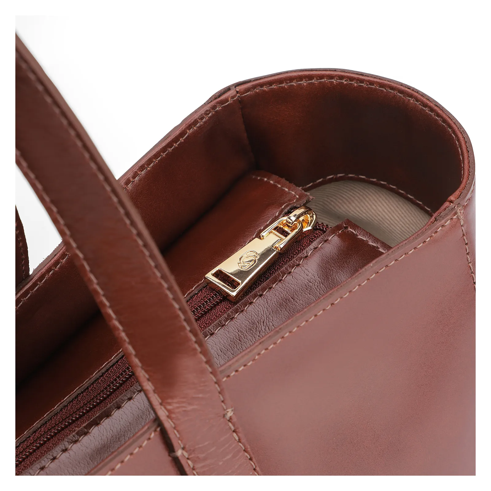 Bolsa Tote Esferas Couro Camurça/Couro Marrom Escuro