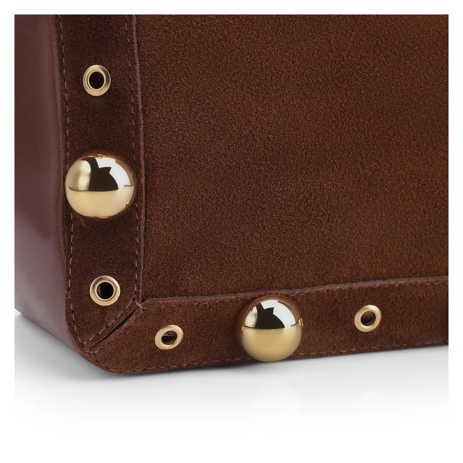 Bolsa Tote Esferas Couro Camurça/Couro Marrom Escuro
