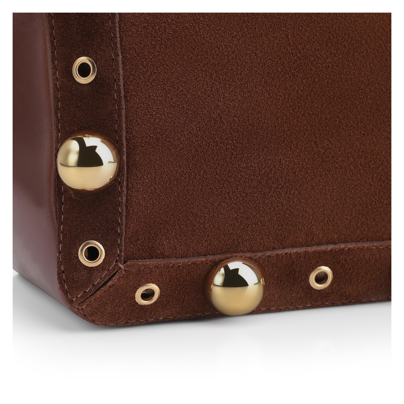 Bolsa Tote Esferas Couro Camurça/Couro Marrom Escuro