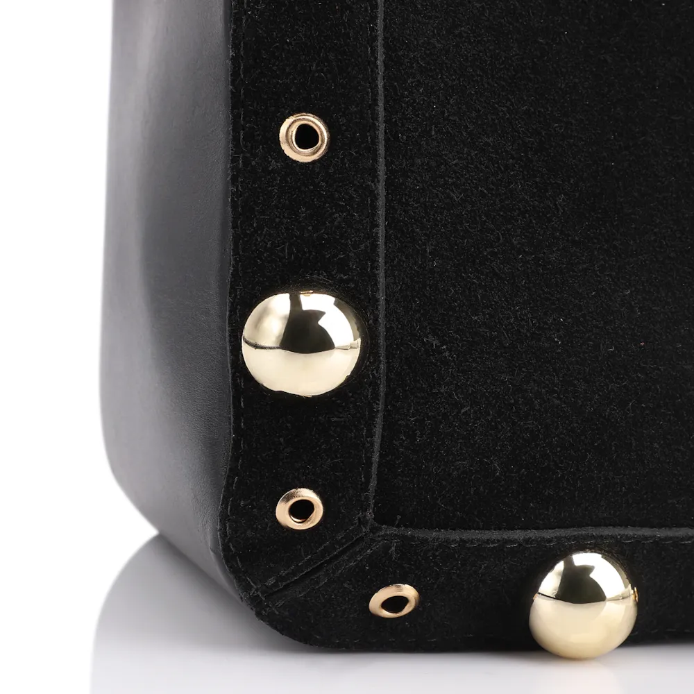 Bolsa Tote Esferas Couro Camurça/Couro Preto - imagem 8