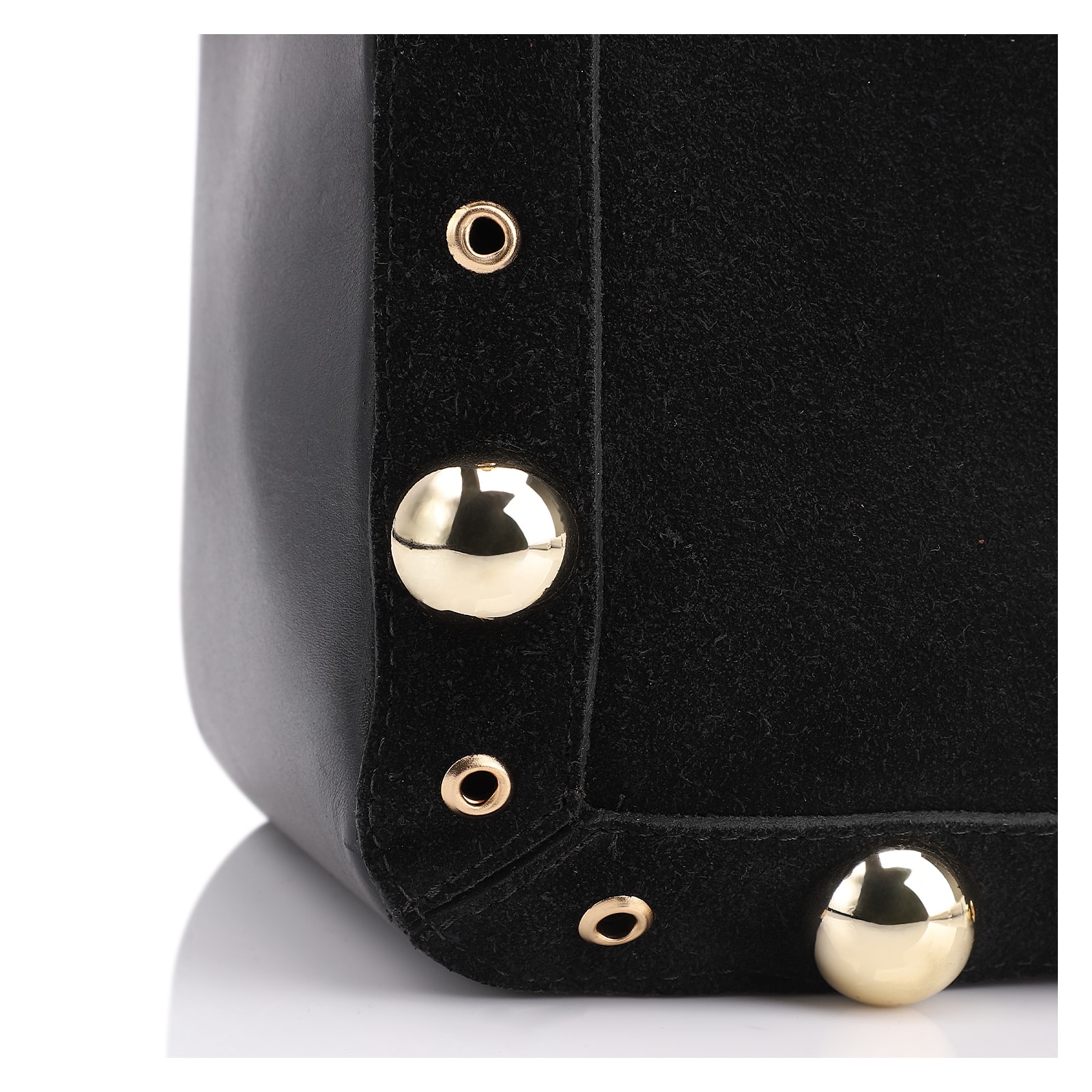 Bolsa Tote Esferas Couro Camurça/Couro Preto