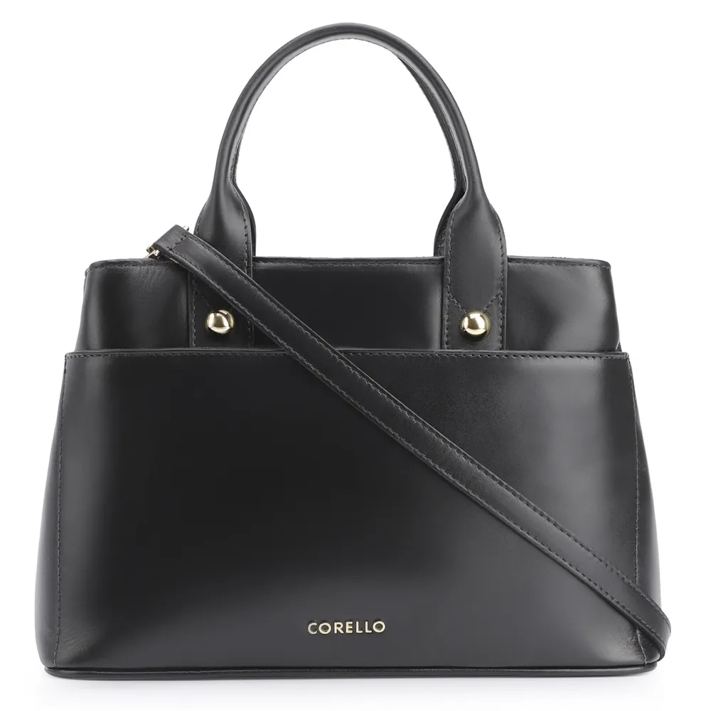 Bolsa Tote Esferas Couro Preto