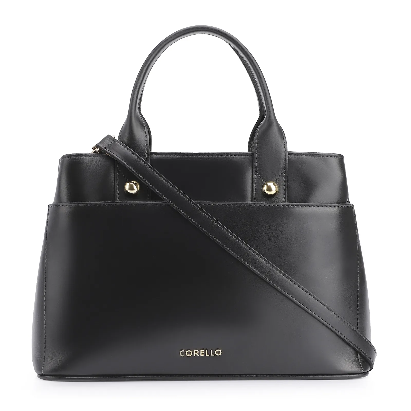 Bolsa Tote Esferas Couro Preto