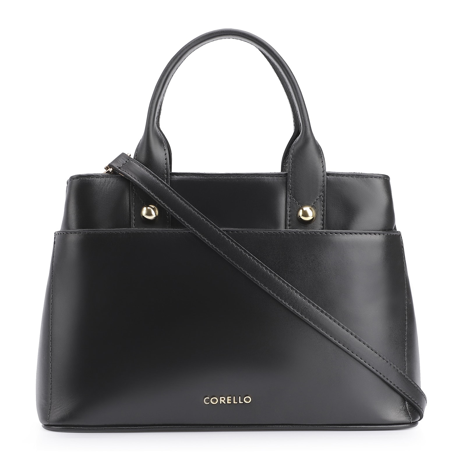 Bolsa Tote Esferas Couro Preto