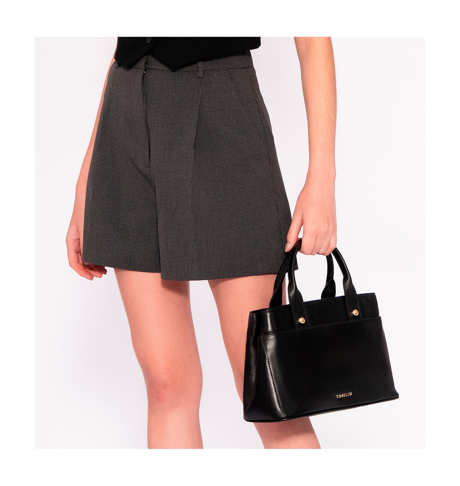 Bolsa Tote Esferas Couro Preto