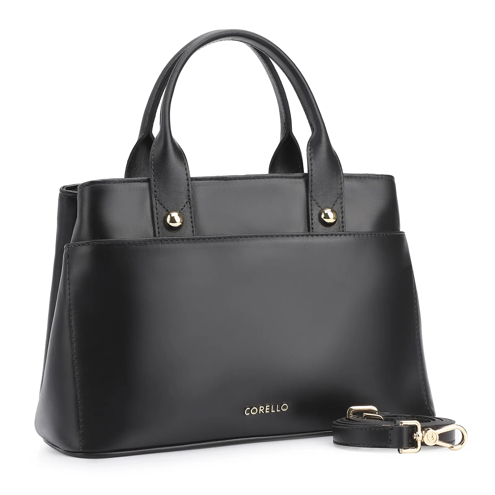Bolsa Tote Esferas Couro Preto
