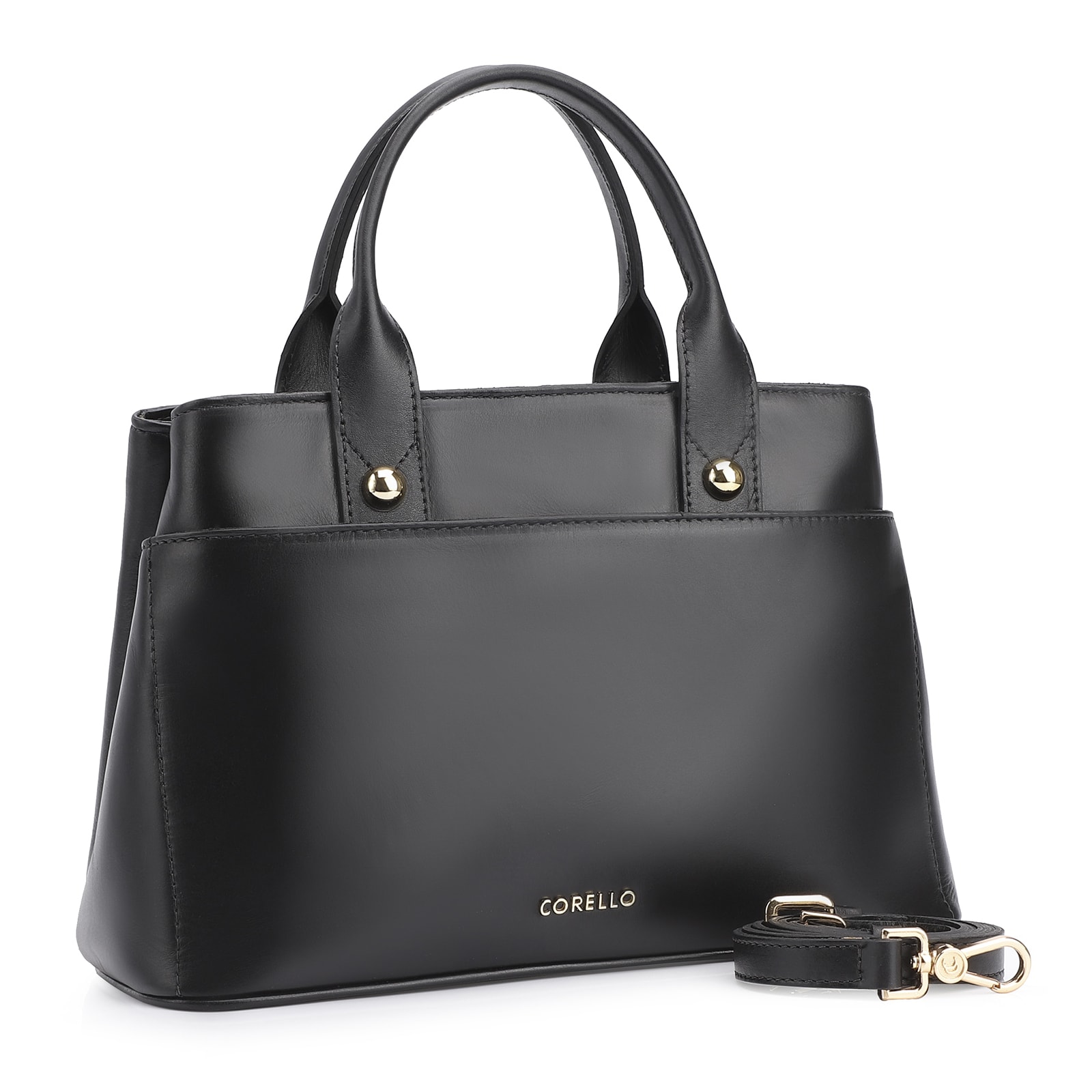 Bolsa Tote Esferas Couro Preto