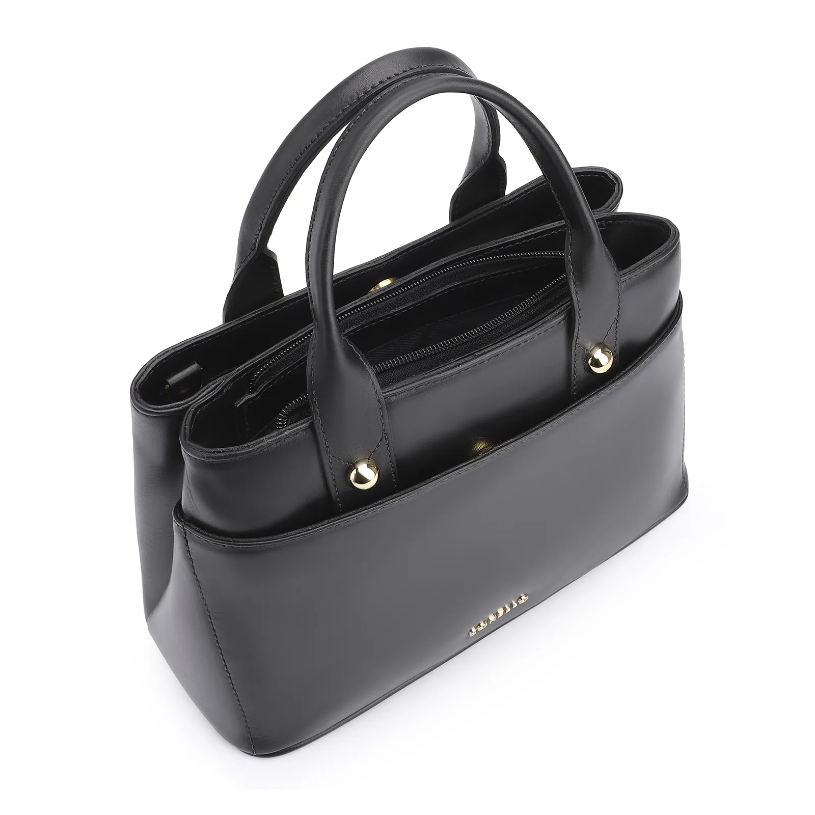 Bolsa Tote Esferas Couro Preto