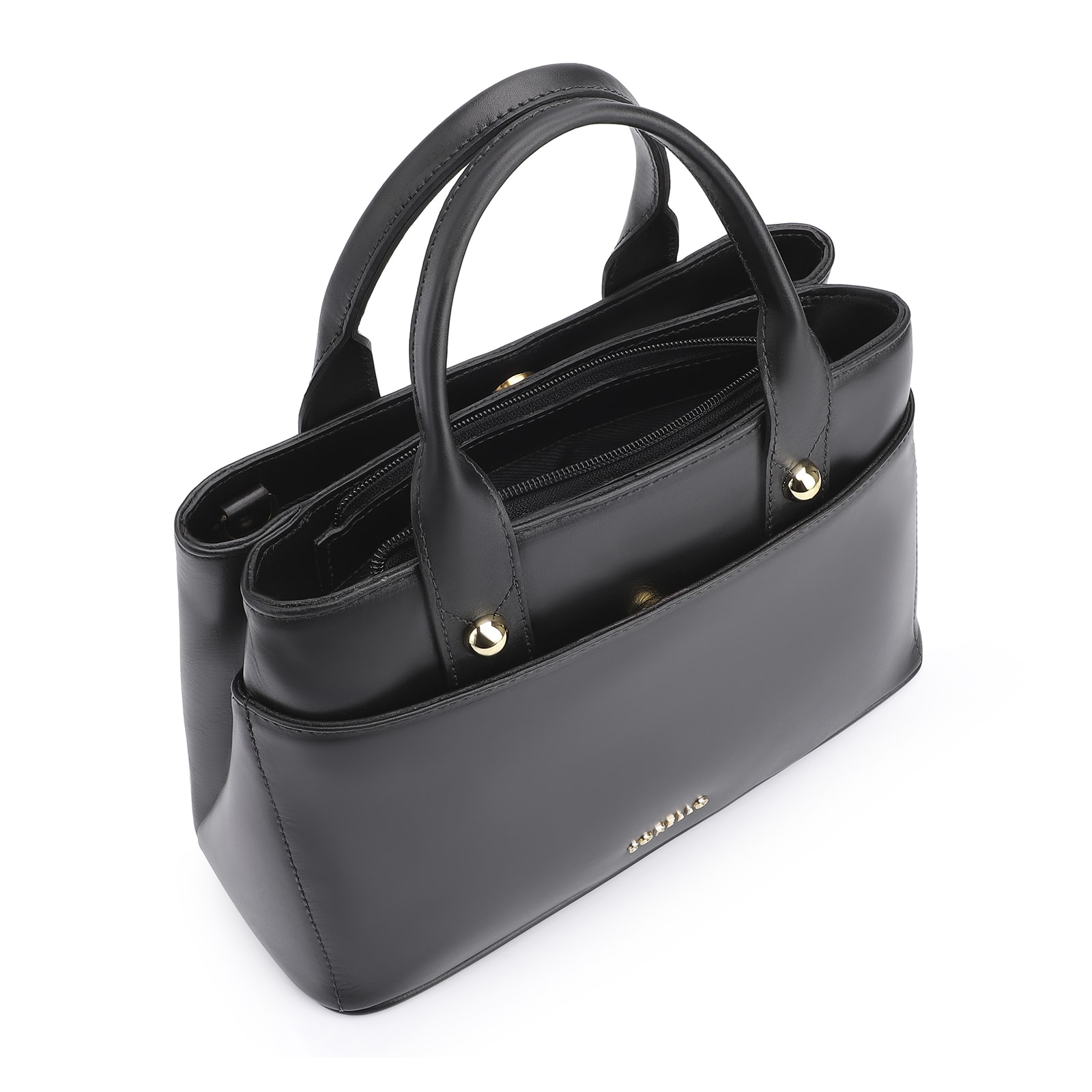Bolsa Tote Esferas Couro Preto