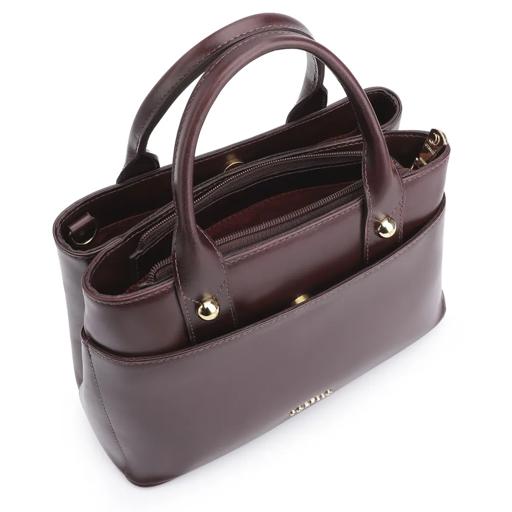 Bolsa Tote Esferas Couro Vinho Escuro - imagem 4
