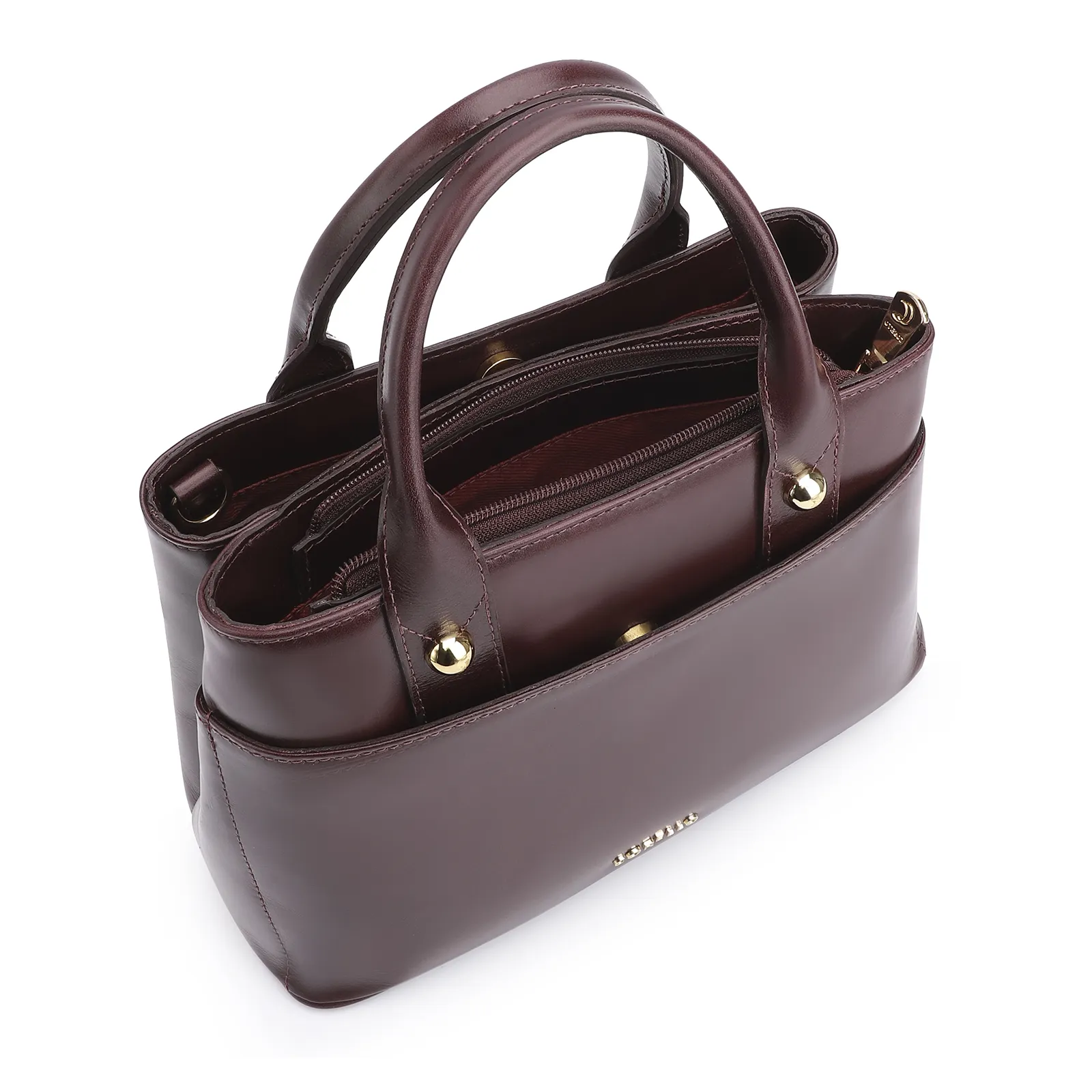Bolsa Tote Esferas Couro Vinho Escuro