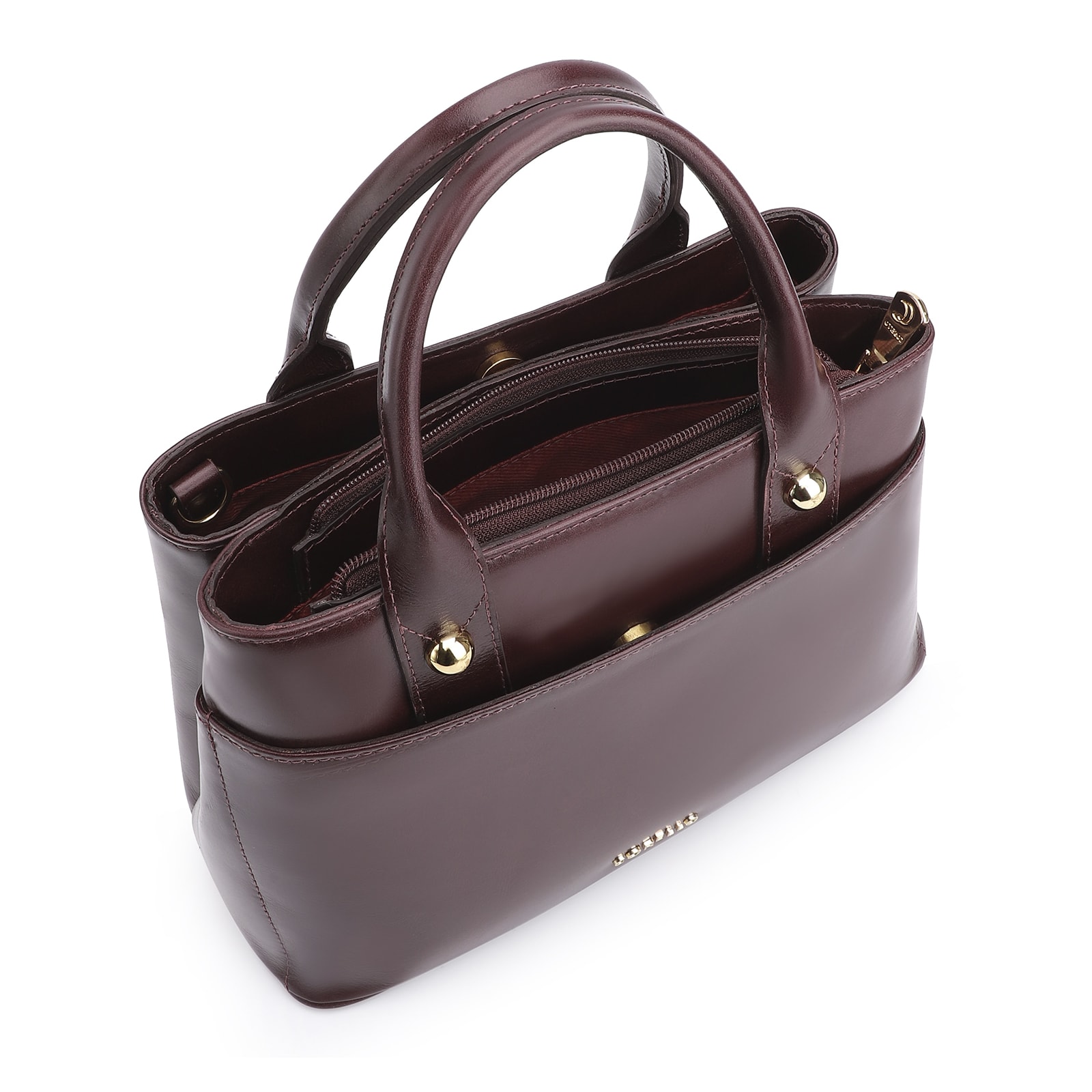 Bolsa Tote Esferas Couro Vinho Escuro