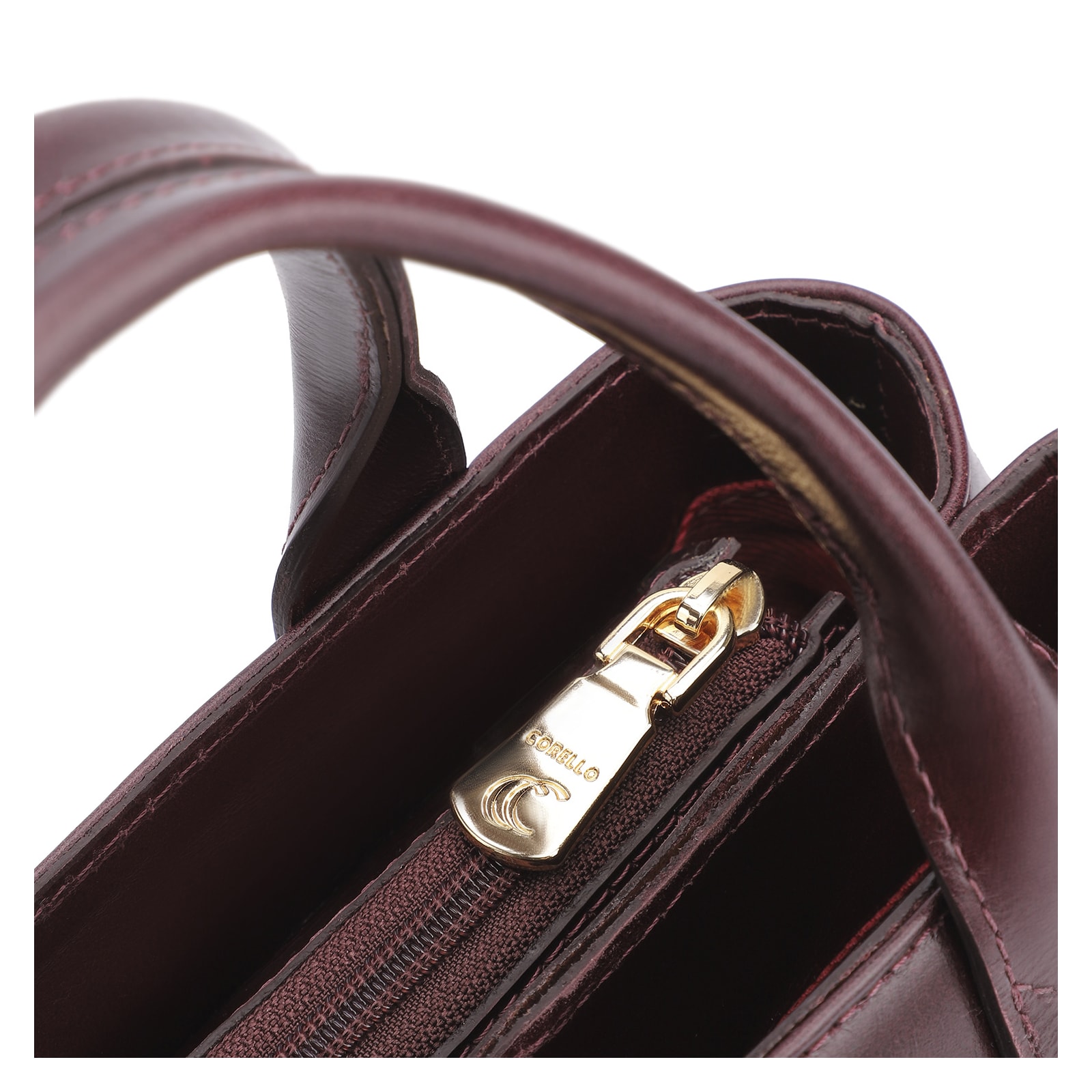 Bolsa Tote Esferas Couro Vinho Escuro