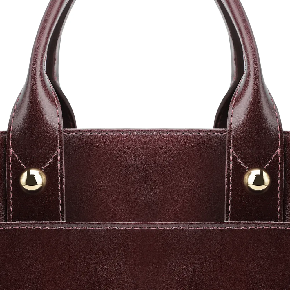 Bolsa Tote Esferas Couro Vinho Escuro - imagem 7