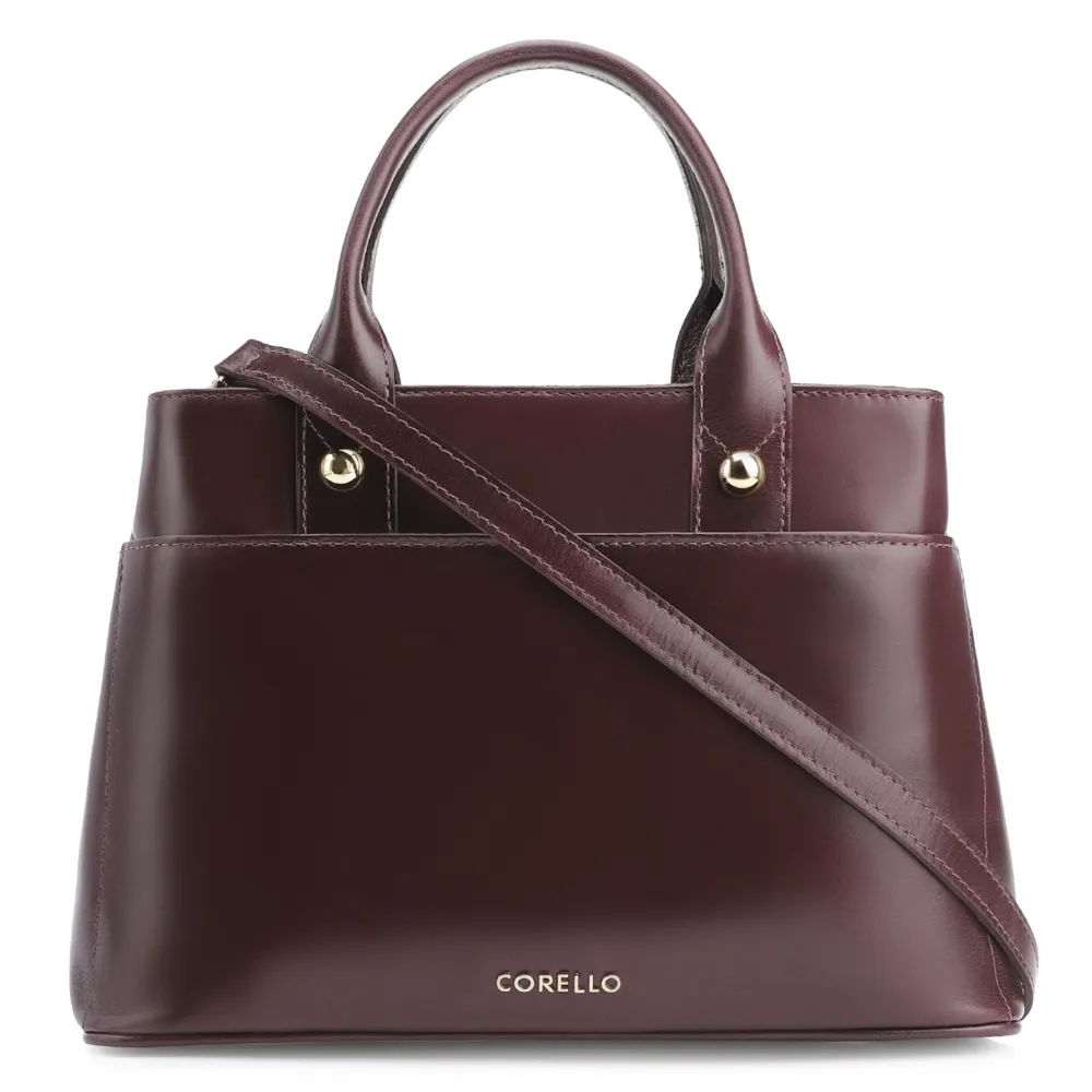 Bolsa Tote Esferas Couro Vinho Escuro