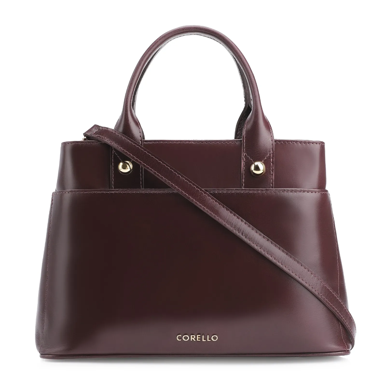 Bolsa Tote Esferas Couro Vinho Escuro