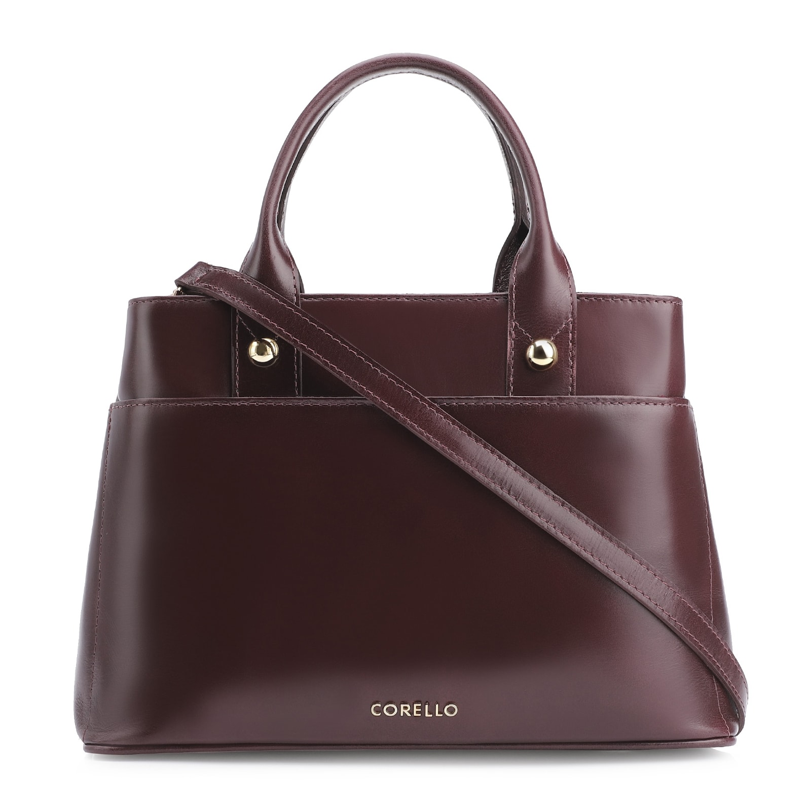 Bolsa Tote Esferas Couro Vinho Escuro