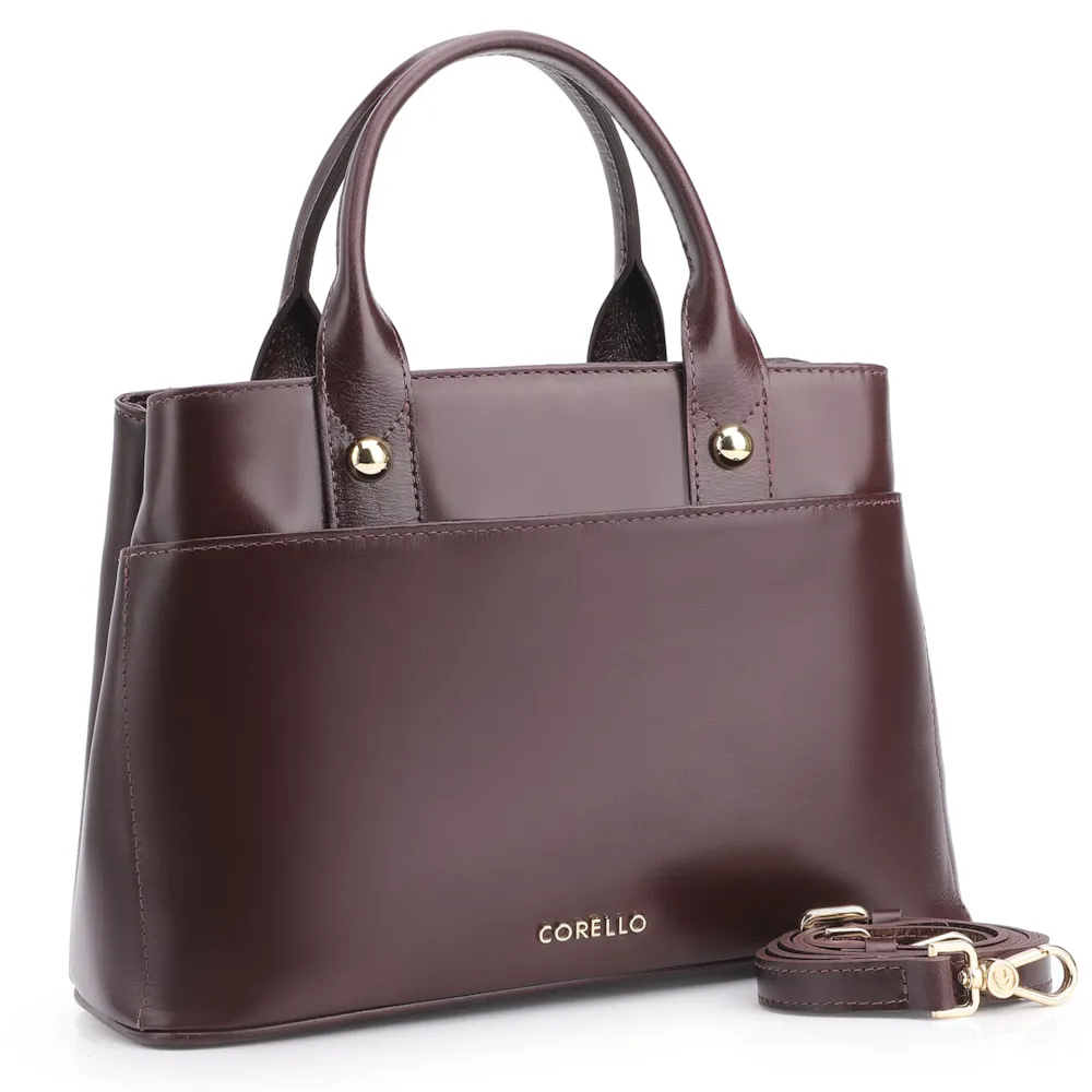 Bolsa Tote Esferas Couro Vinho Escuro - imagem 2