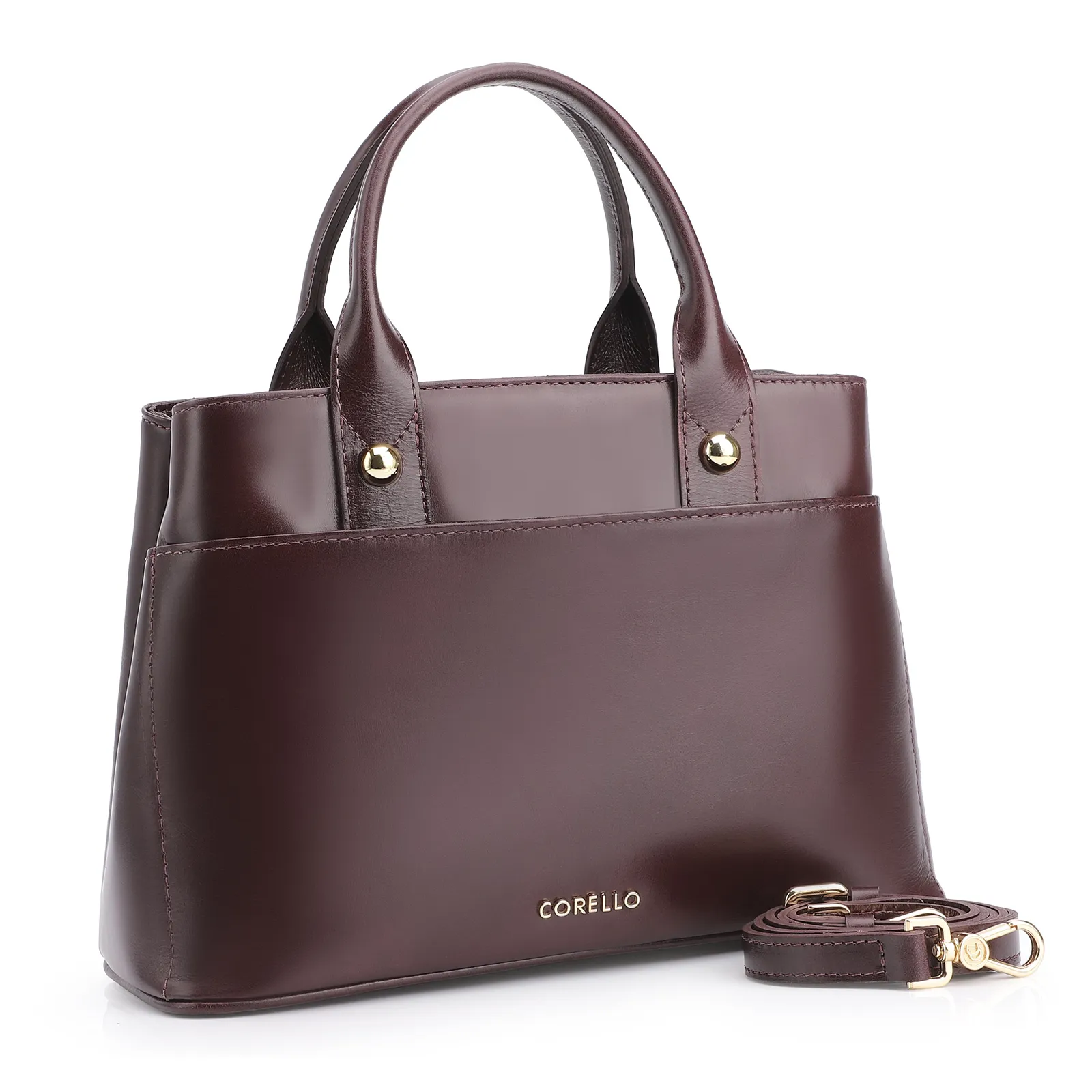 Bolsa Tote Esferas Couro Vinho Escuro