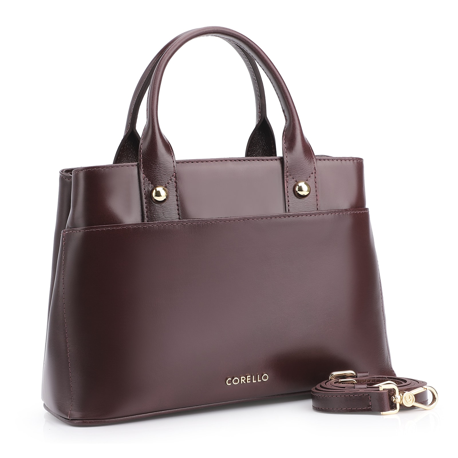 Bolsa Tote Esferas Couro Vinho Escuro