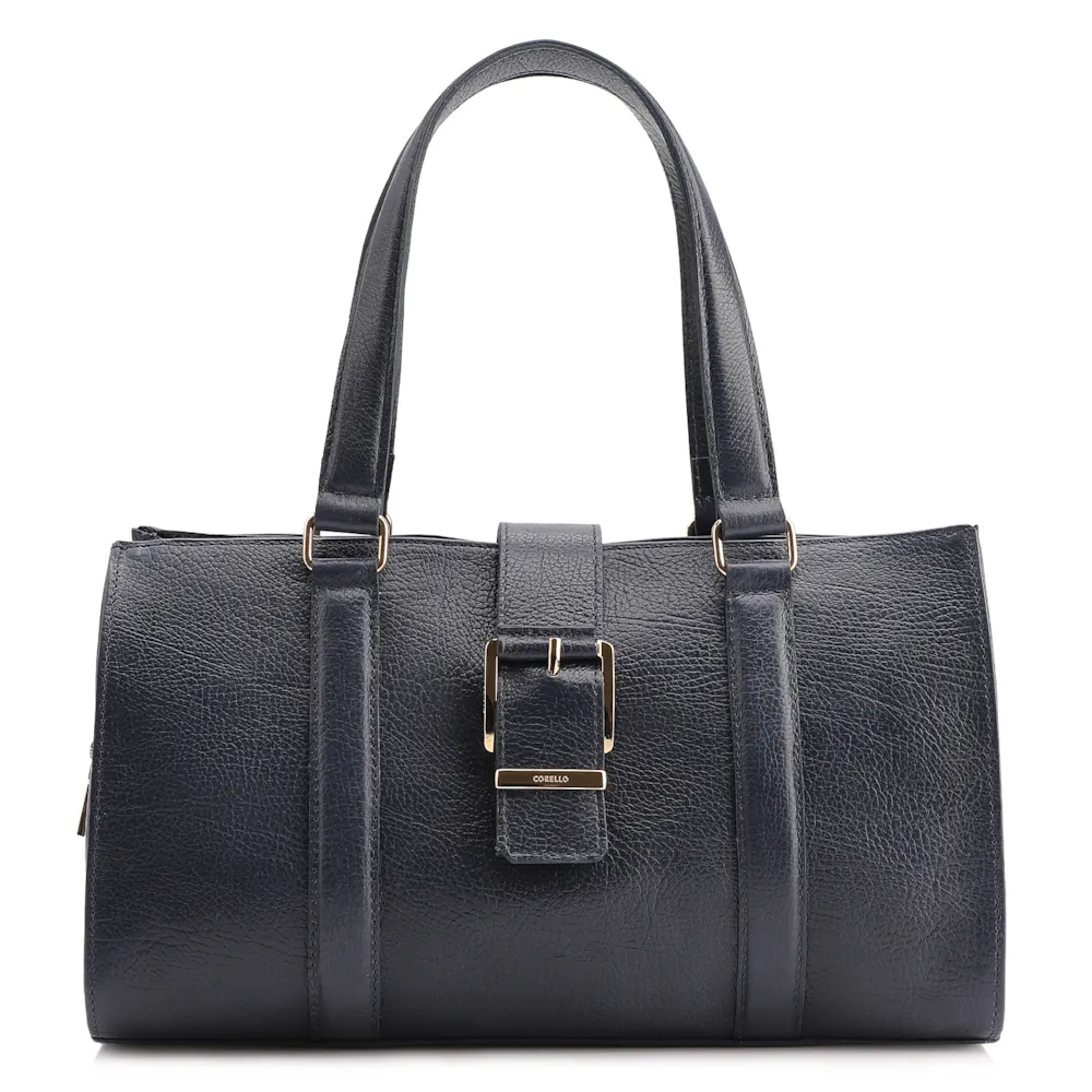 Bolsa Tote Fivela Couro Antique Azul