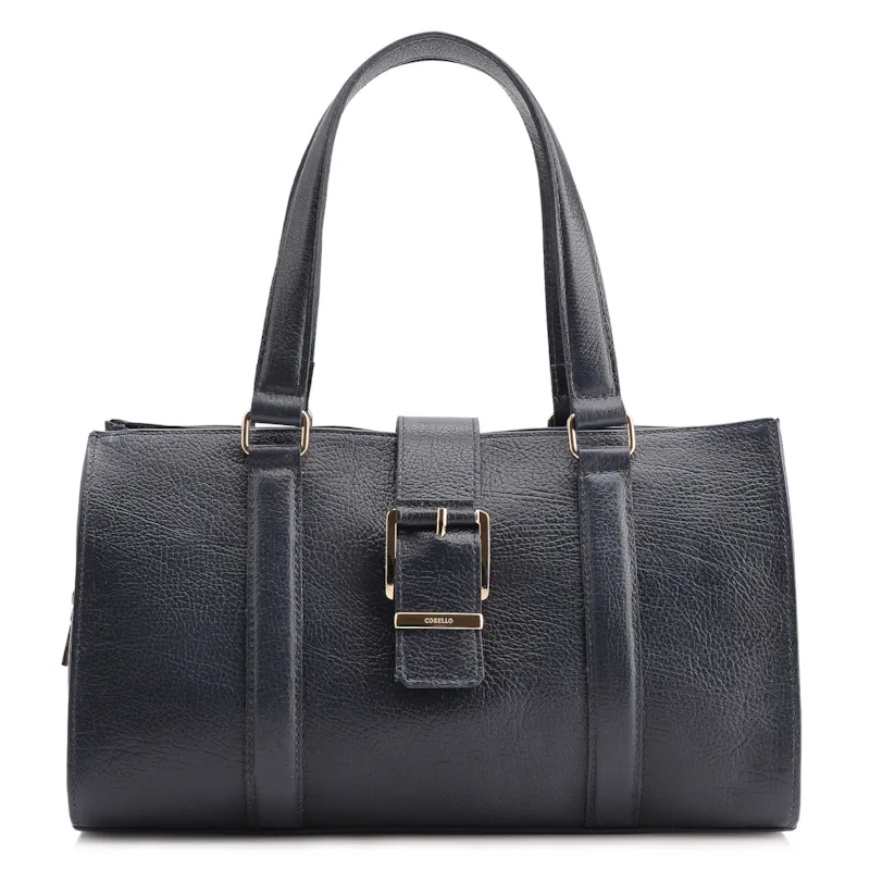 Bolsa Tote Fivela Couro Antique Azul