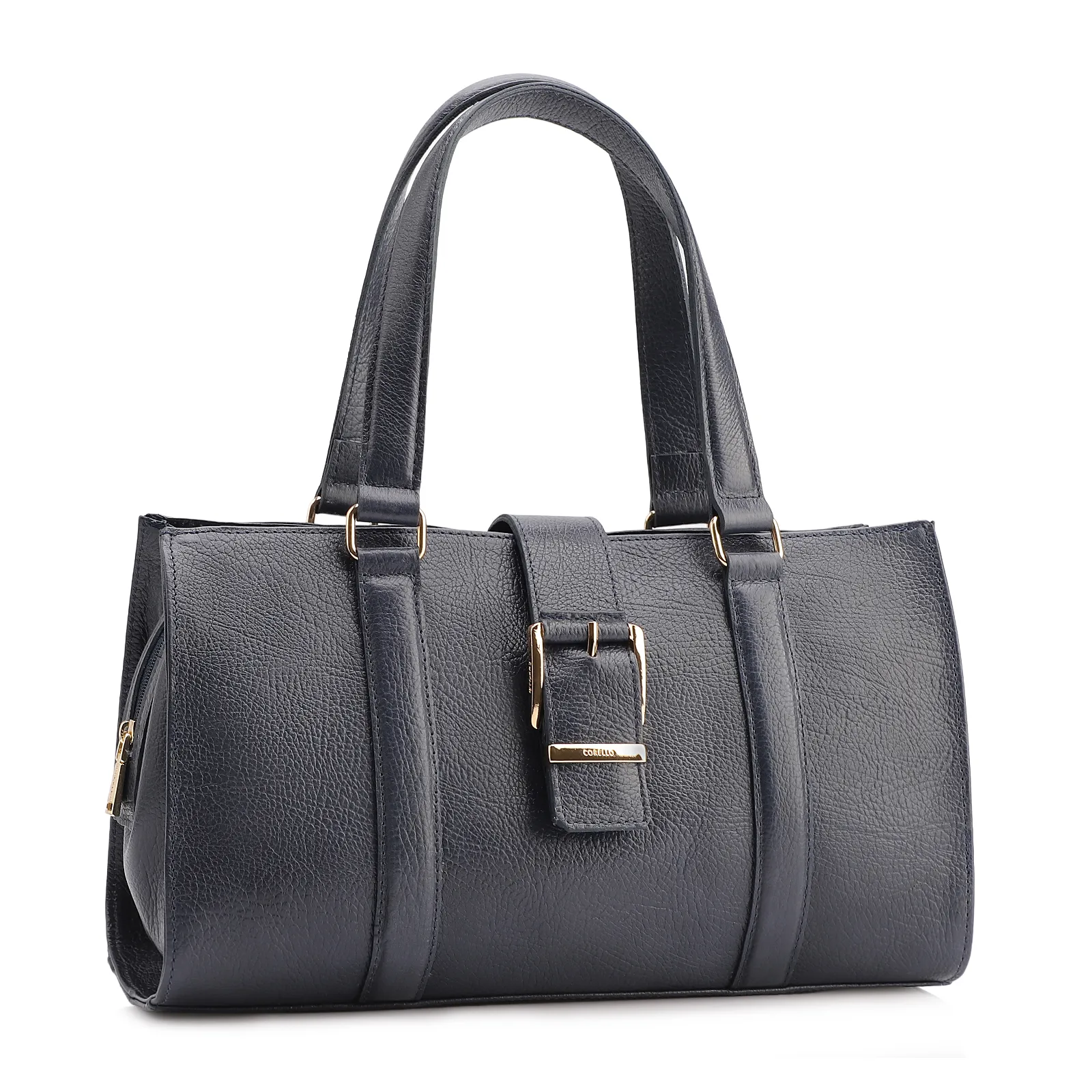 Bolsa Tote Fivela Couro Antique Azul