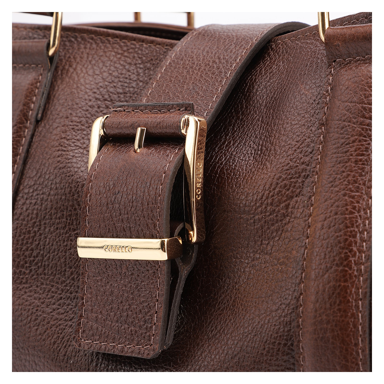 Bolsa Tote Fivela Couro Antique Marrom