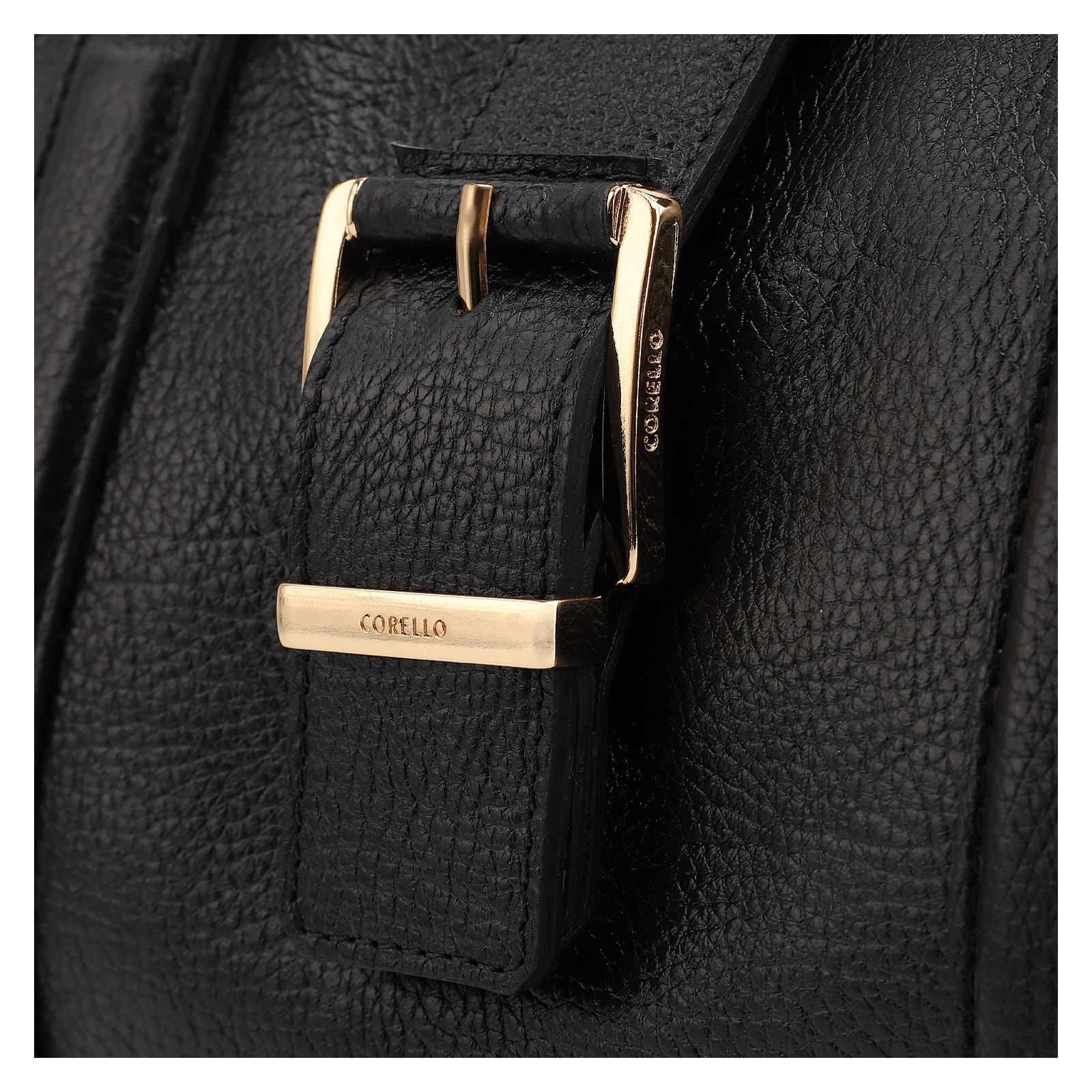 Bolsa Tote Fivela Couro Antique Preto