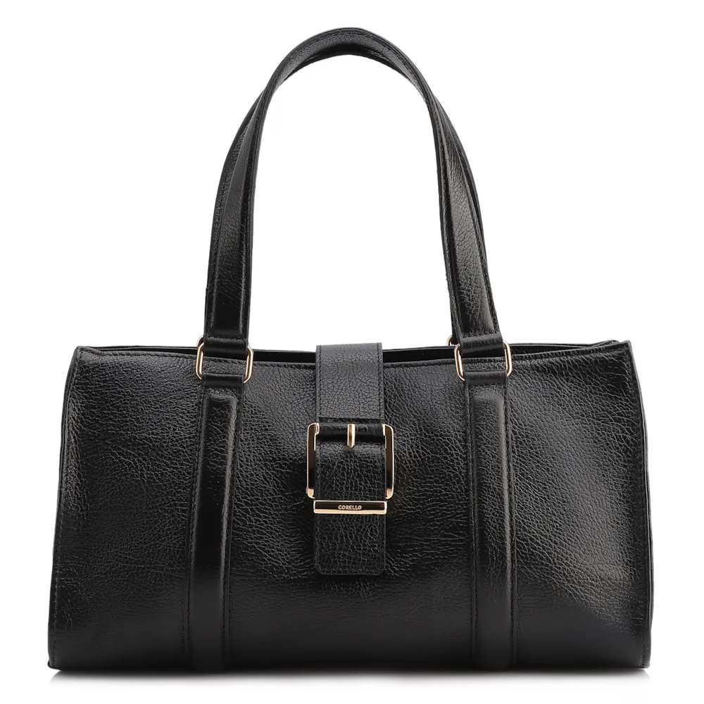 Bolsa Tote Fivela Couro Antique Preto