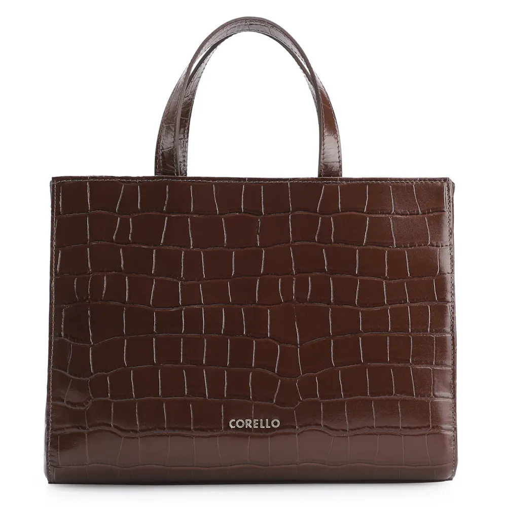 Bolsa Tote Fivela Couro Croco Marrom - imagem 4
