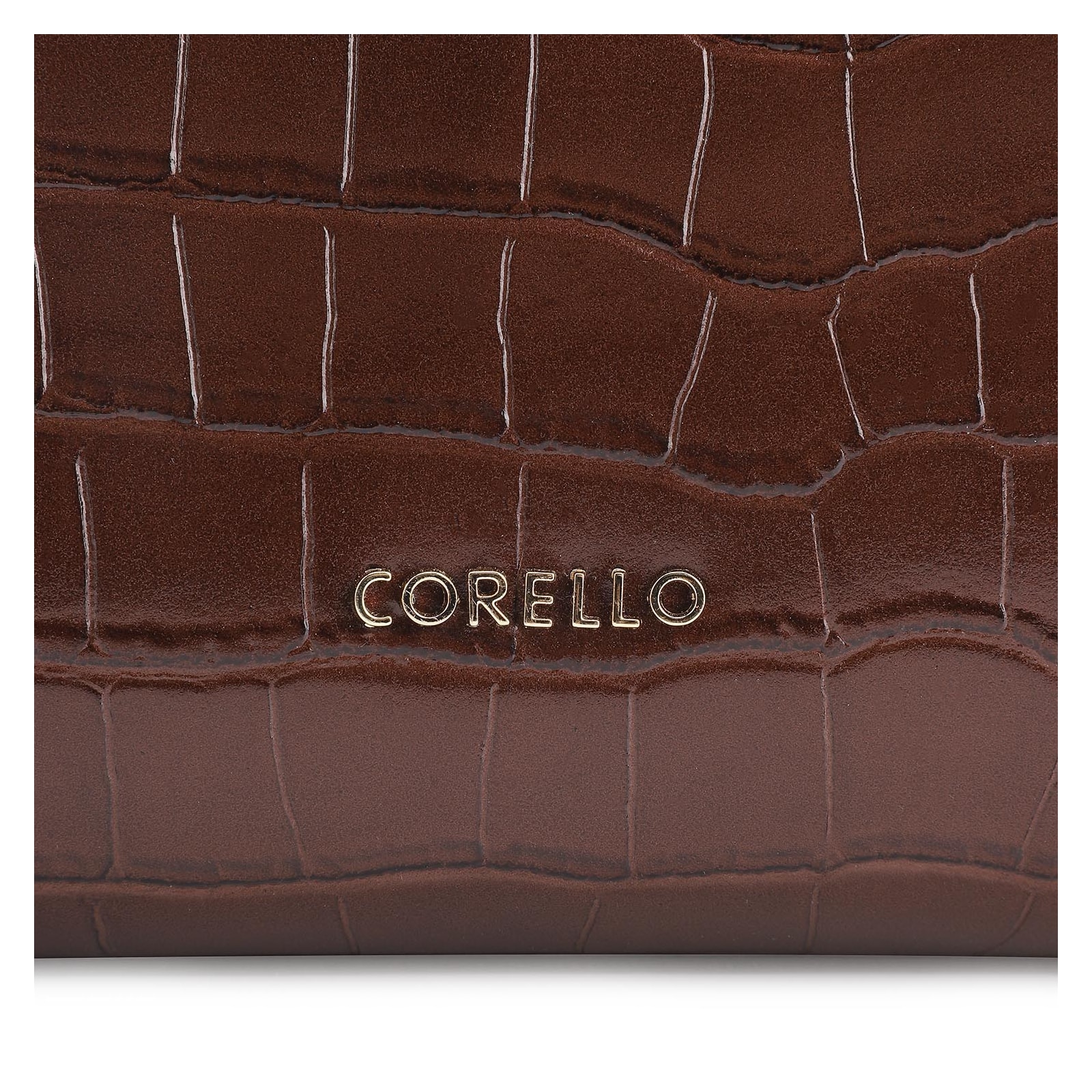 Bolsa Tote Fivela Couro Croco Marrom
